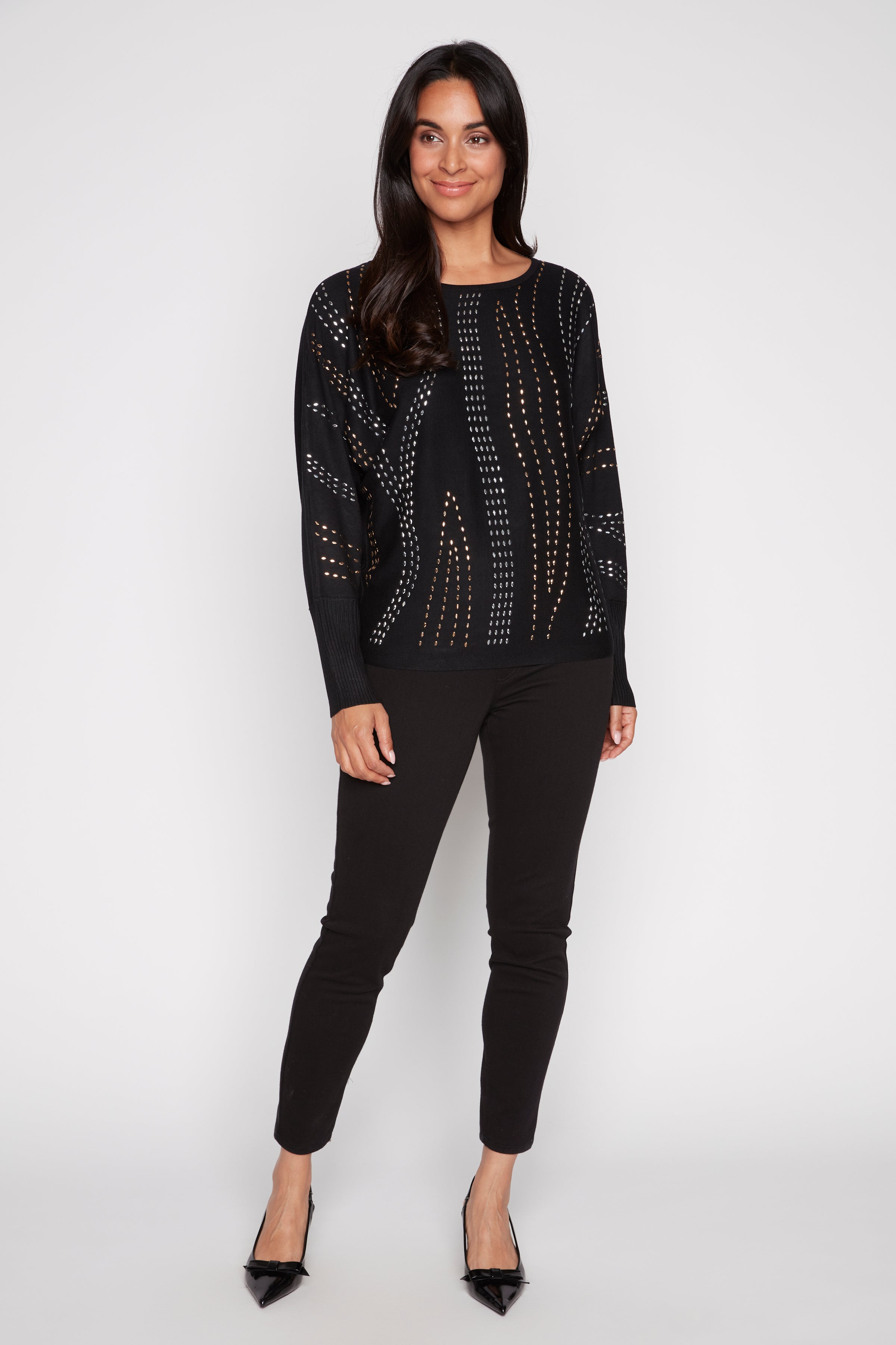 Two tone stud detail sweater