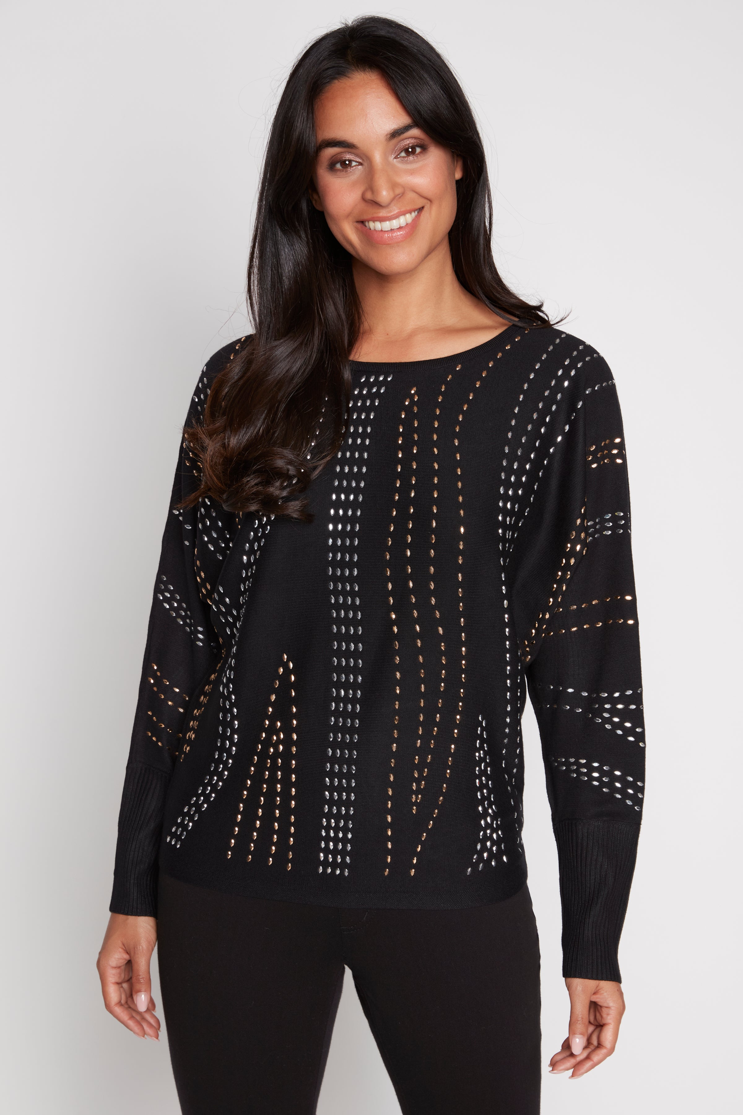 Two tone stud detail sweater