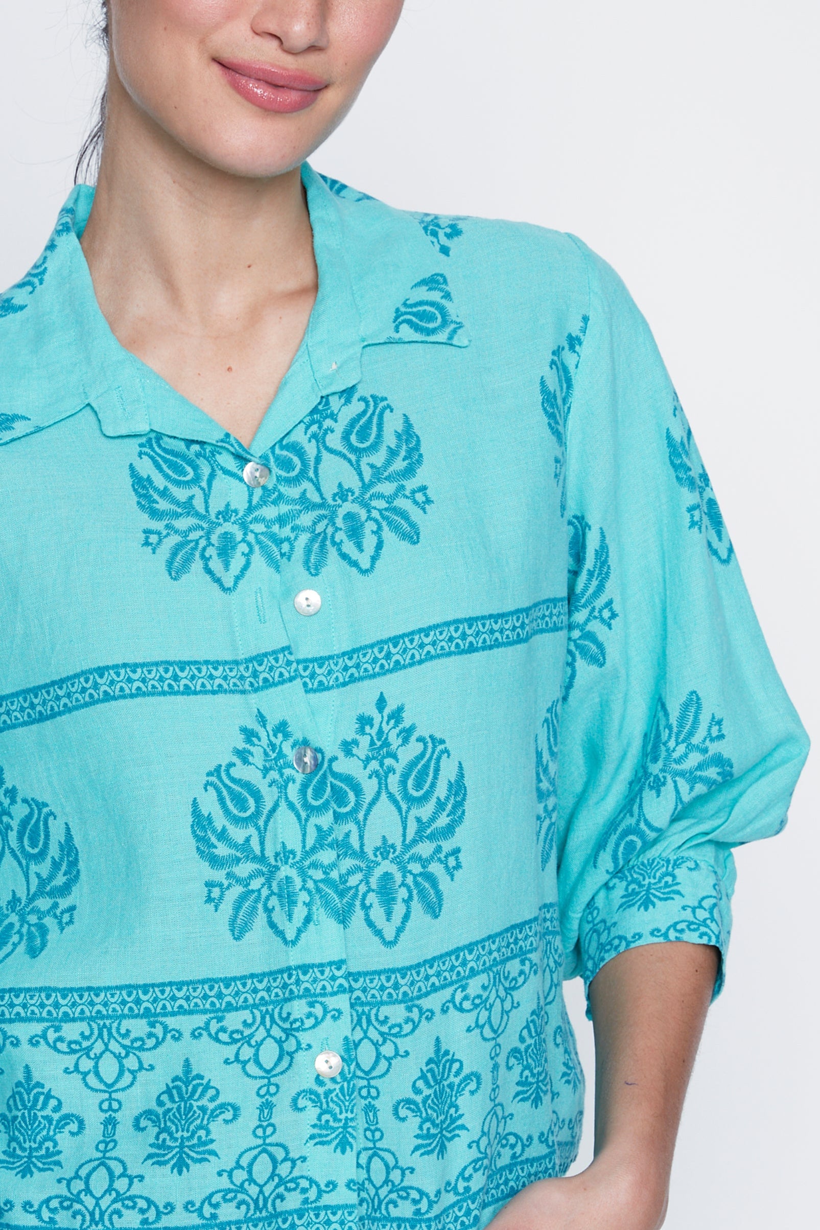 Printed linen blouse
