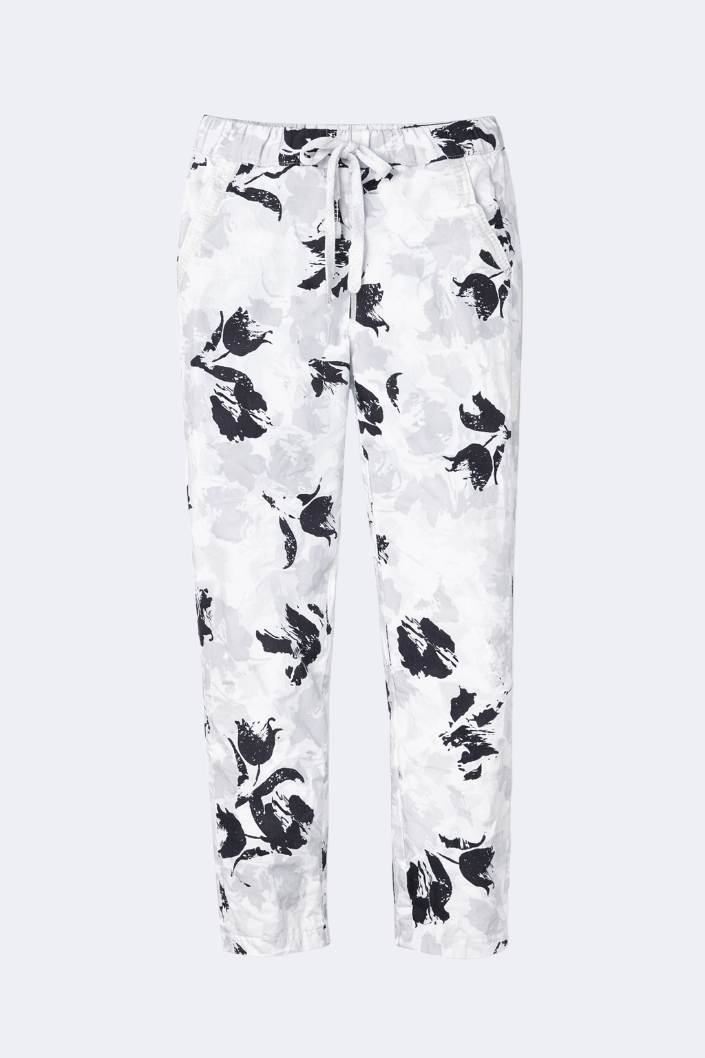 Le pantalon froissé à imprimé floral monochrome