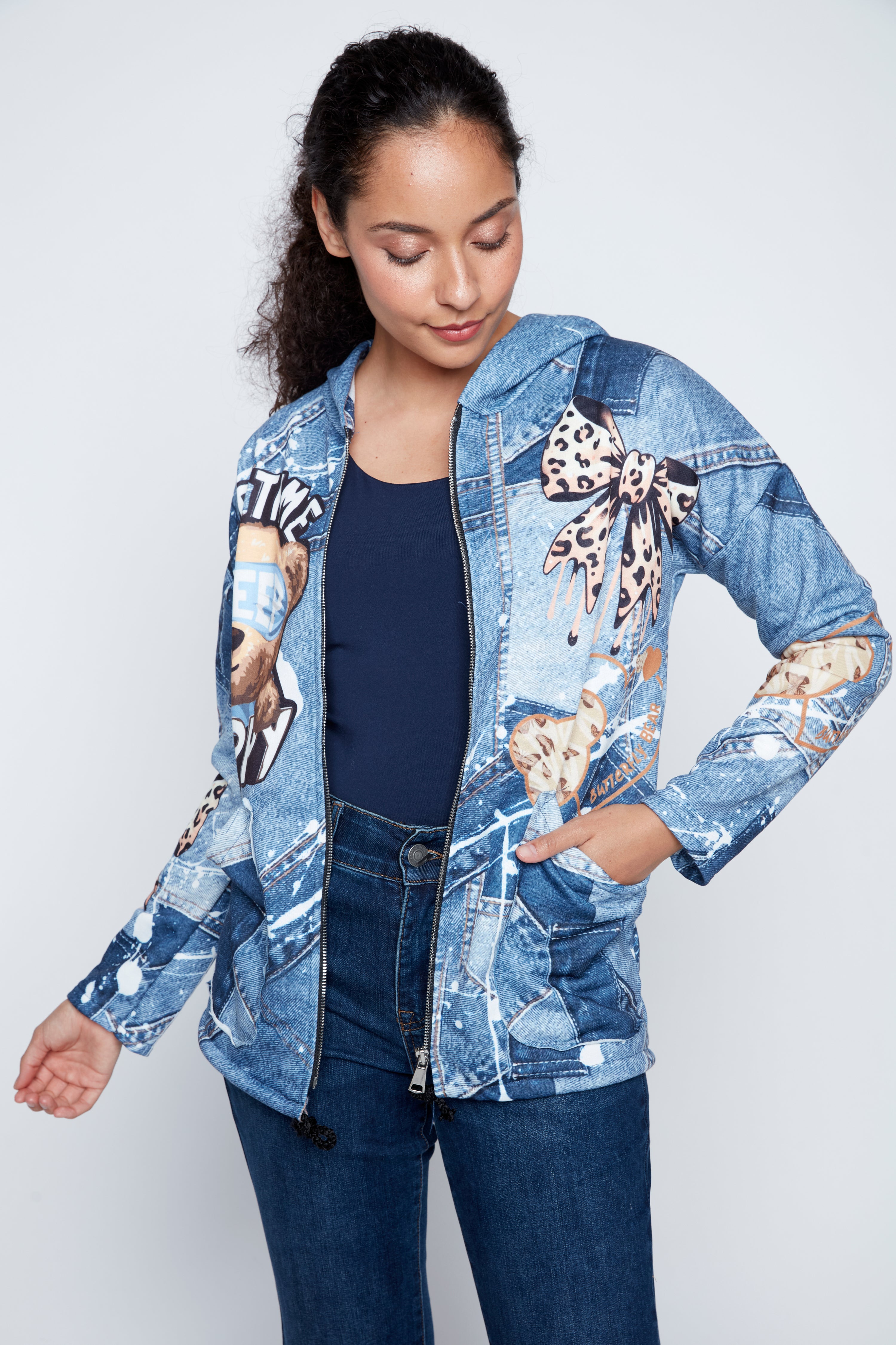 Teddy bear graphic jacket