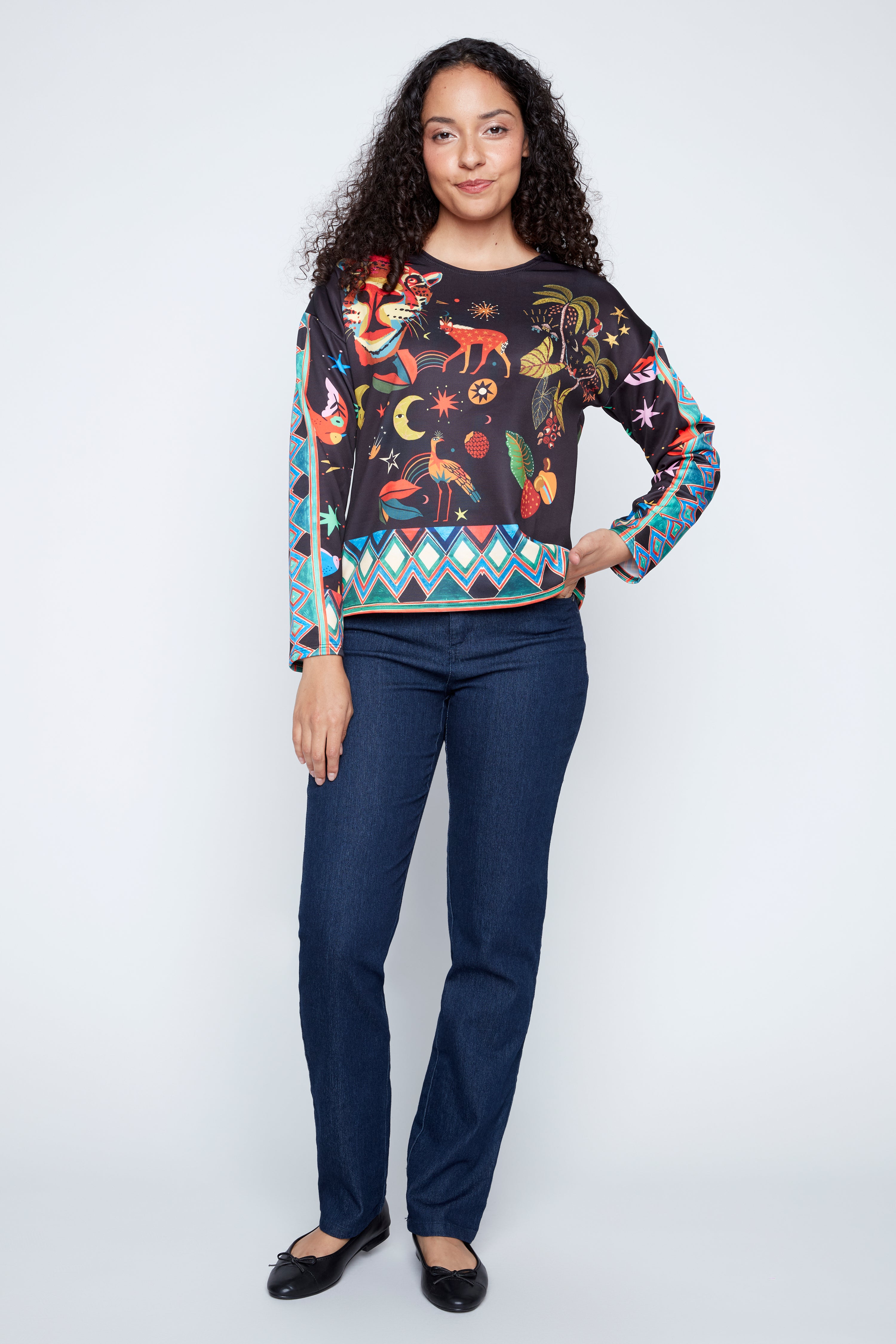 Colorful jungle print top