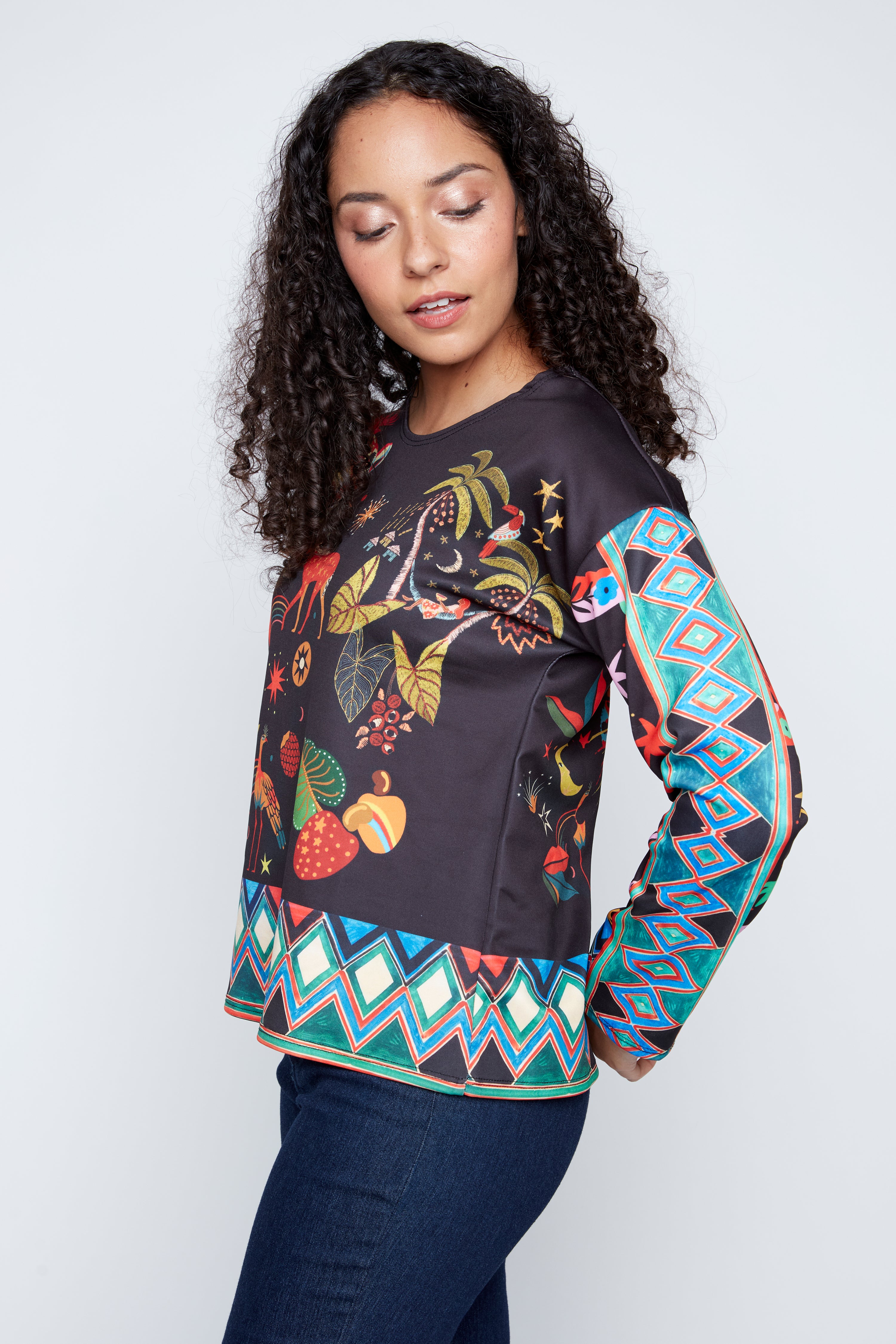Colorful jungle print top