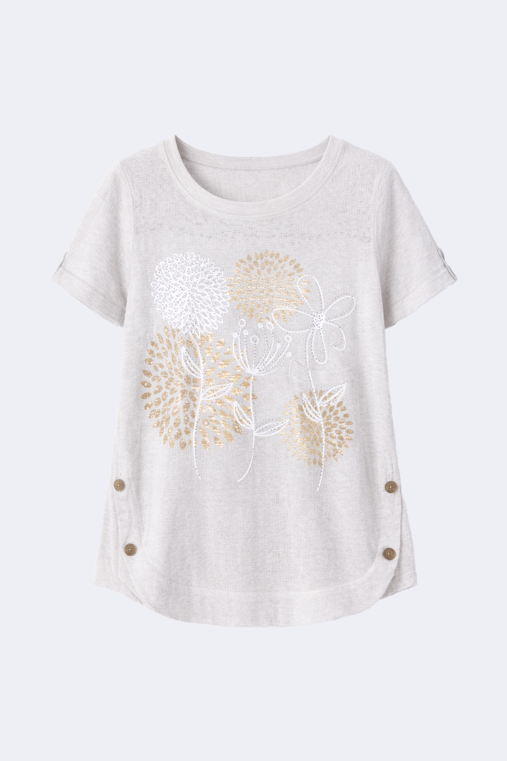 Abstract botanical print cotton gauze top