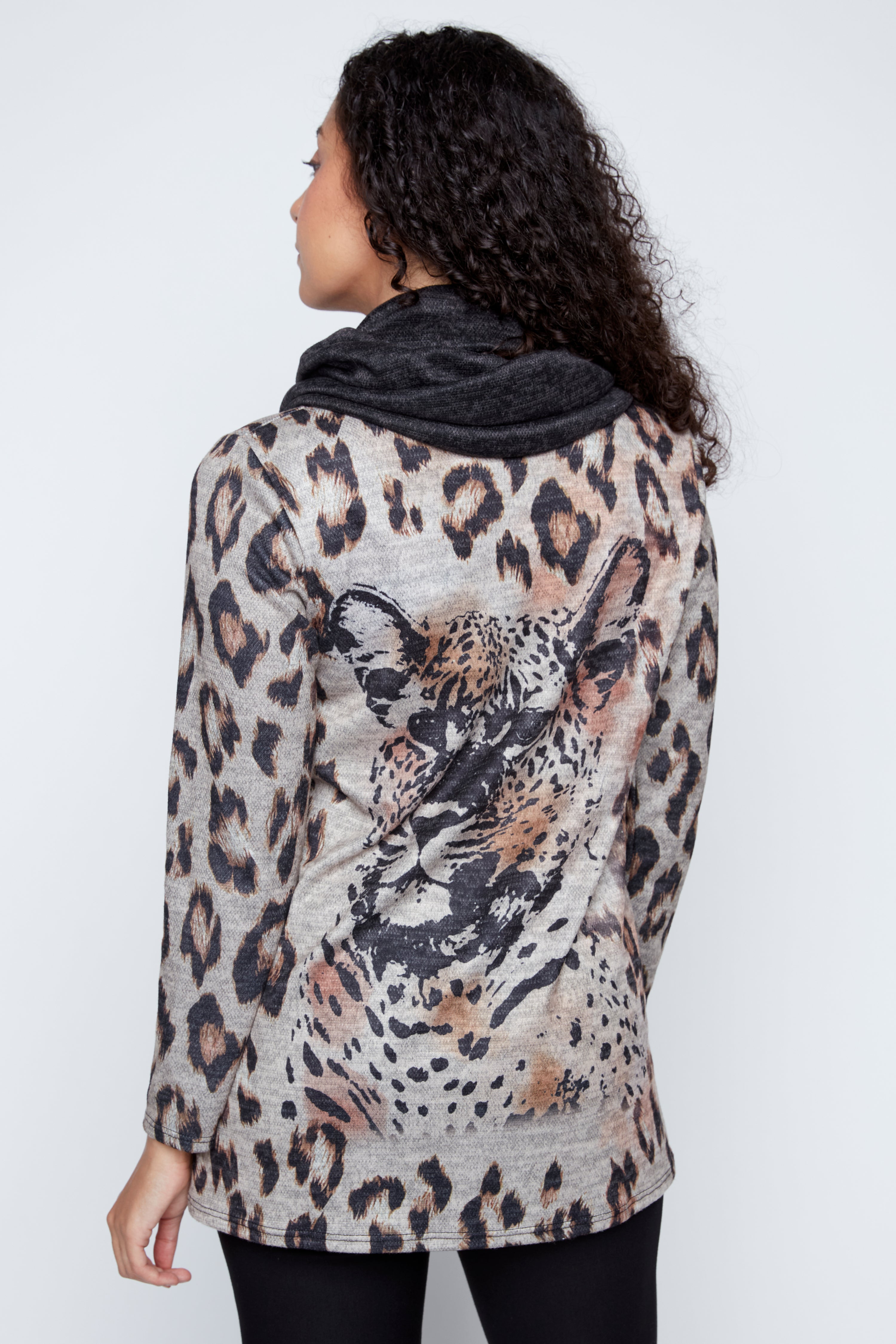 Bold animal print tunic with scarf