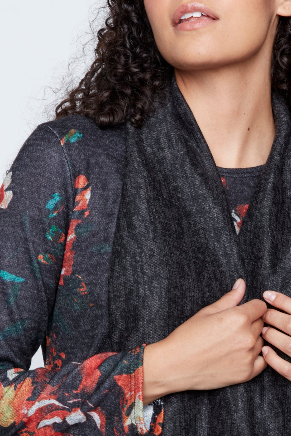 Floral print tunic with scarf