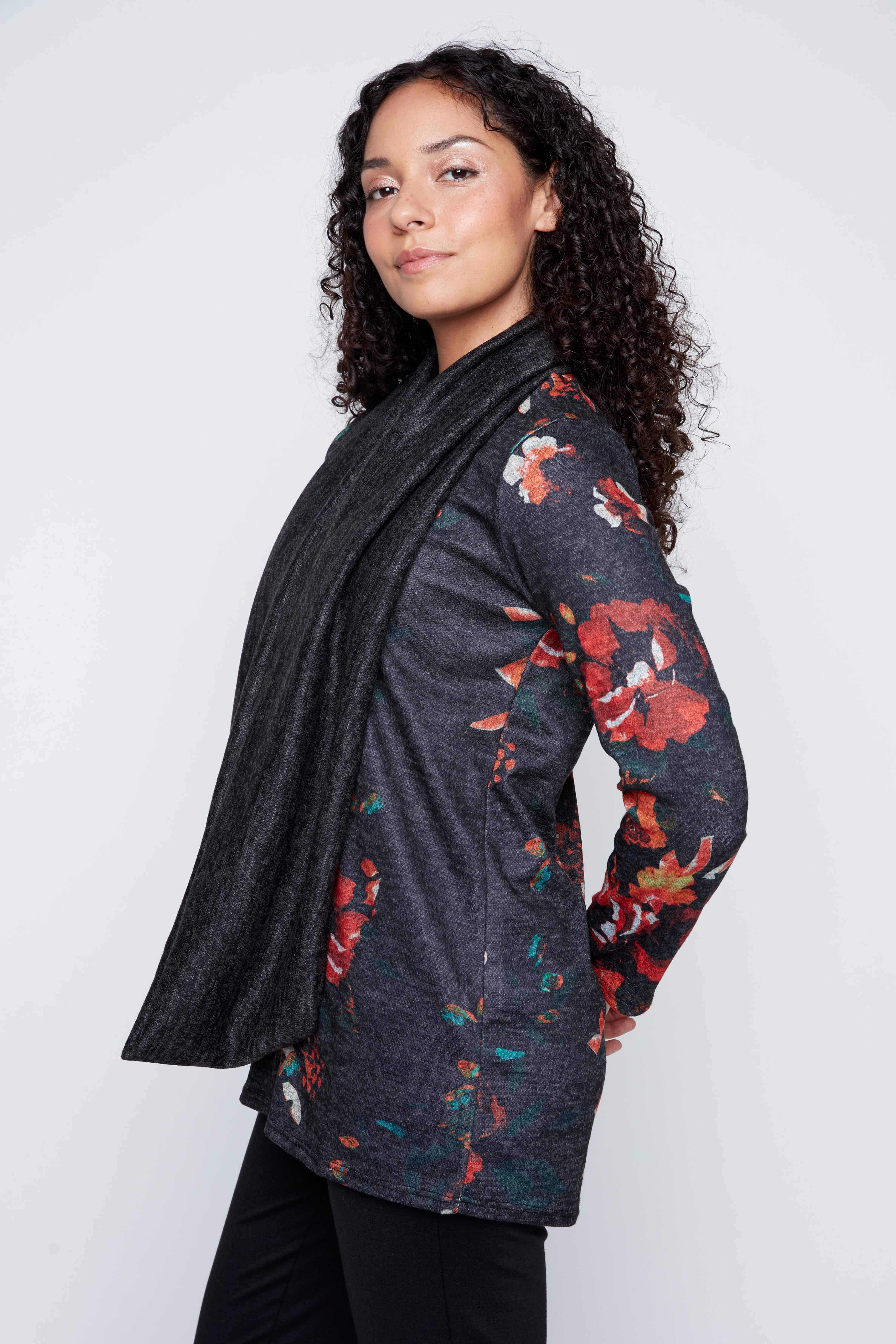 Floral print tunic with scarf