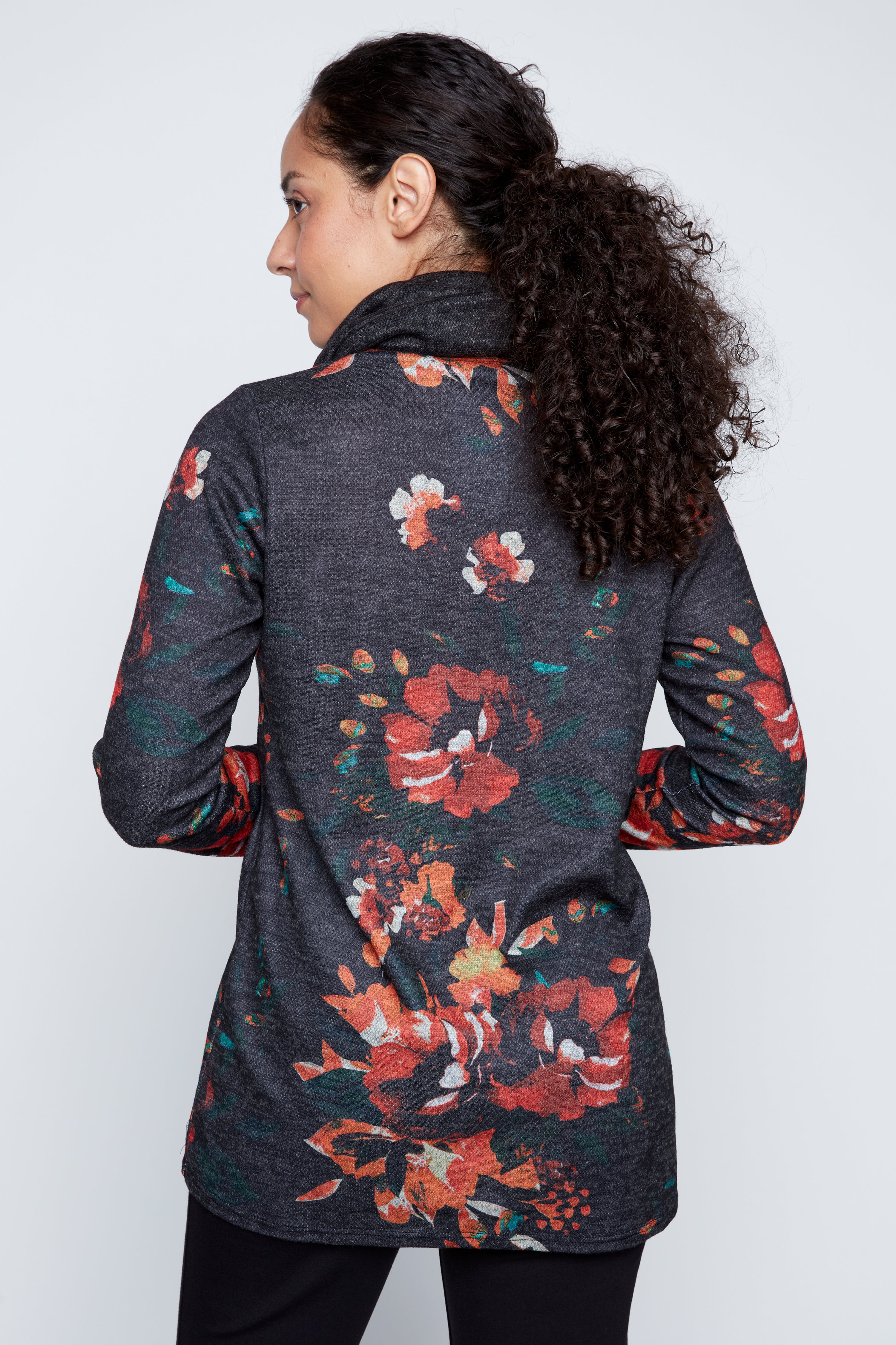 Floral print tunic with scarf
