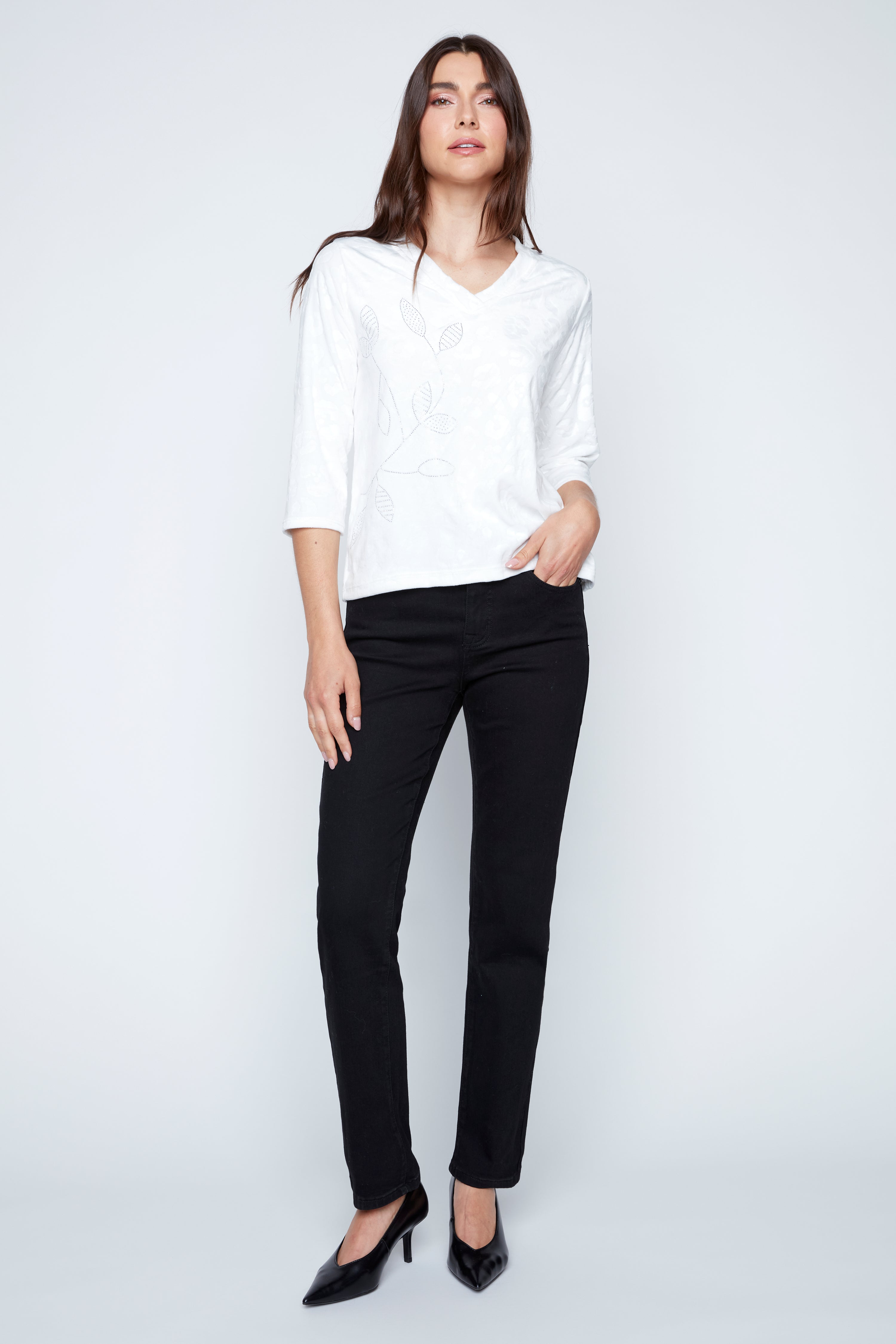 Animal embossed velvet top