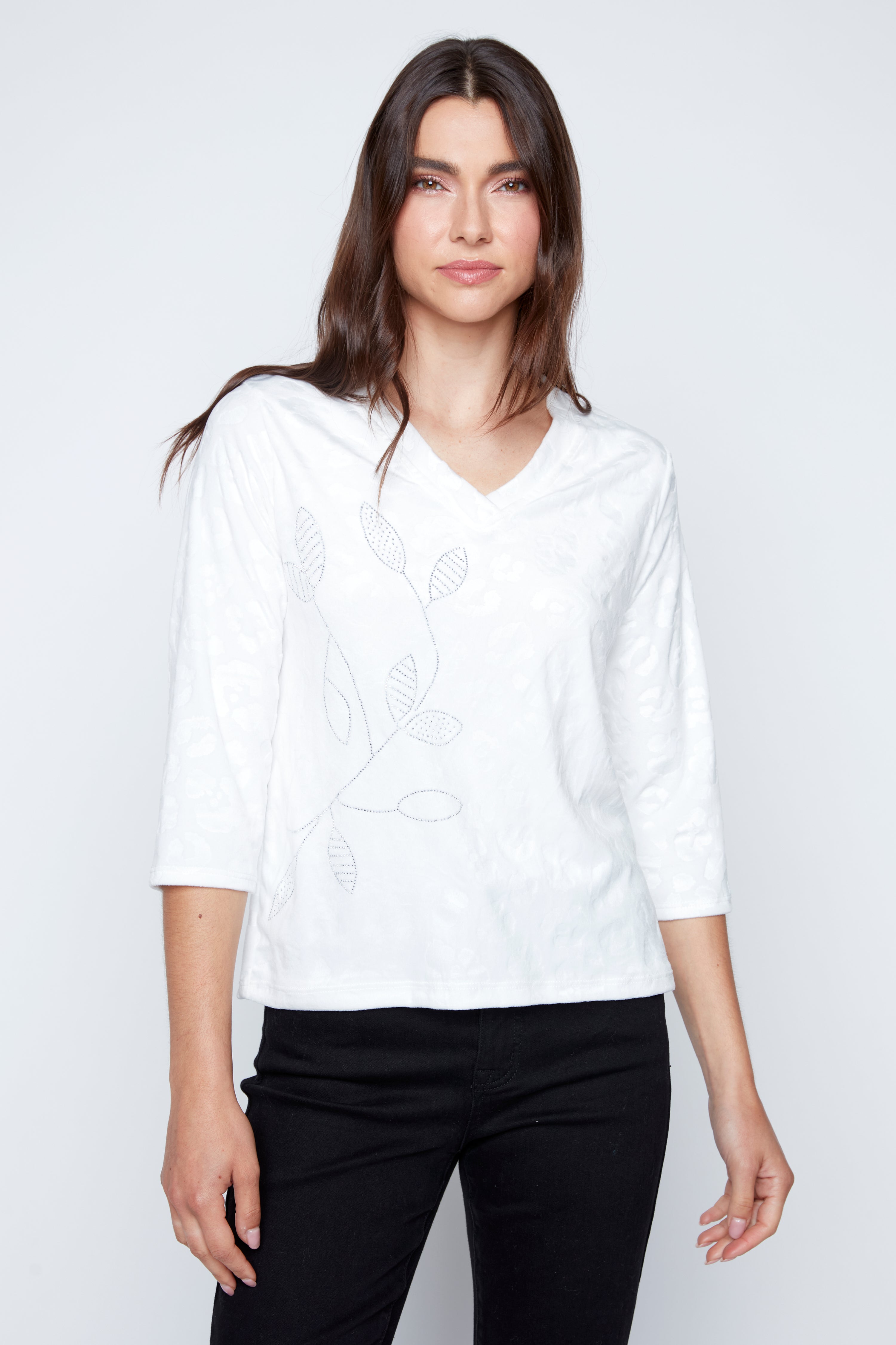 Animal embossed velvet top