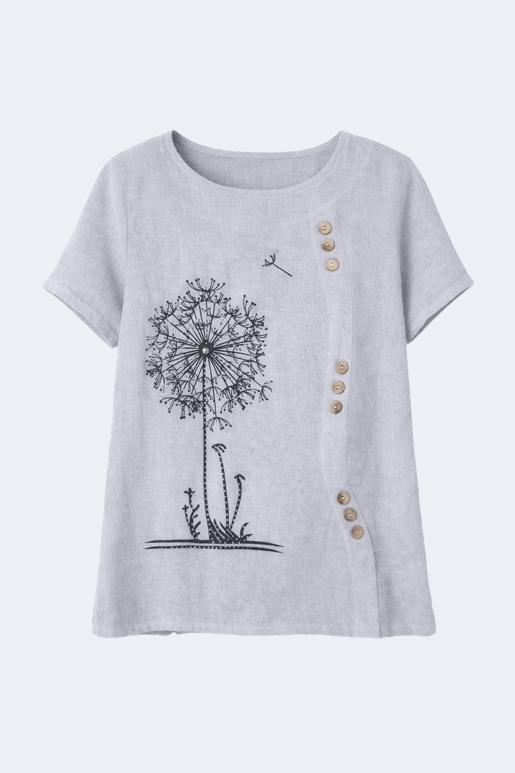 Le haut imprimé en mélange de coton avec détails de boutons