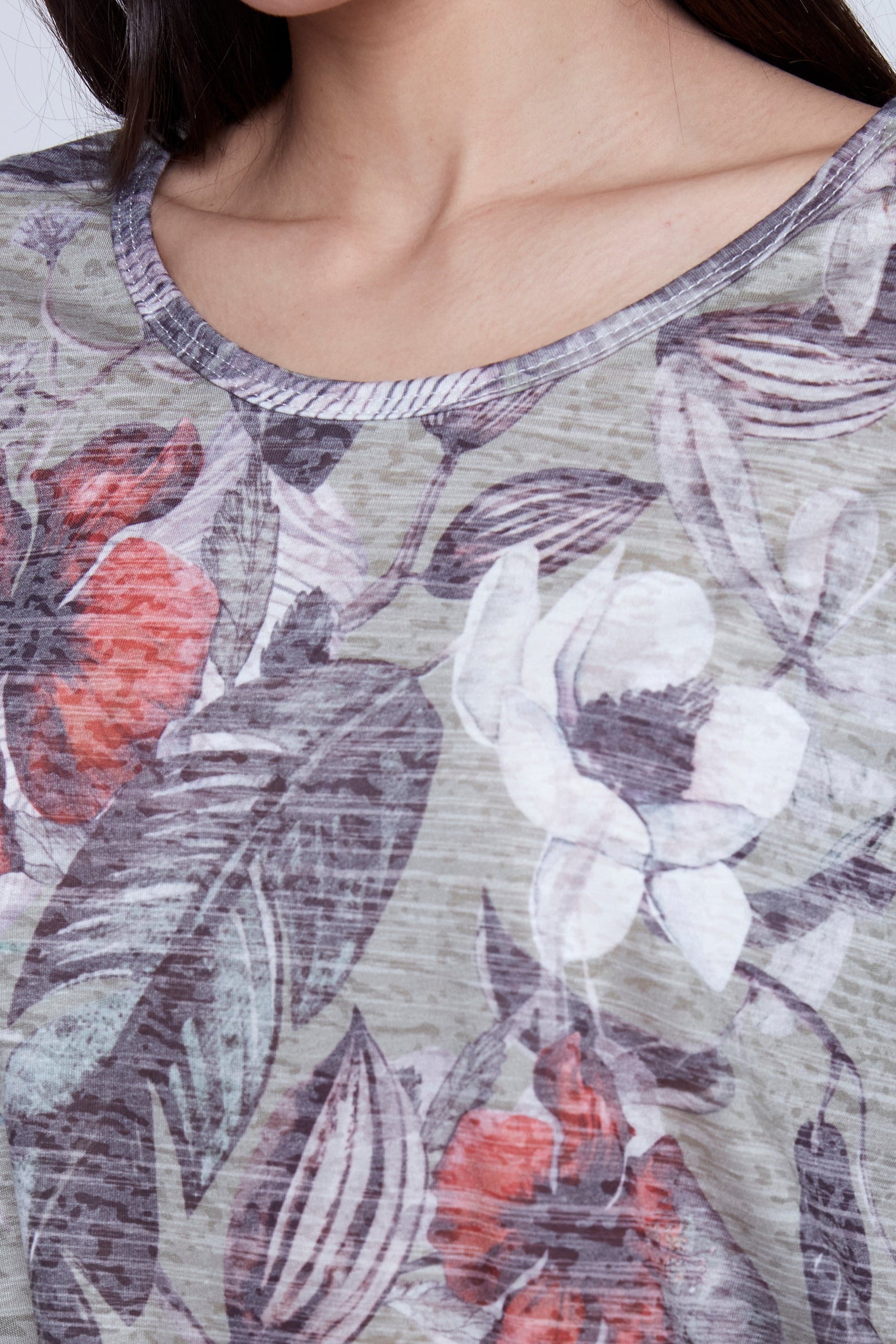 Floral print burn out t-shirt