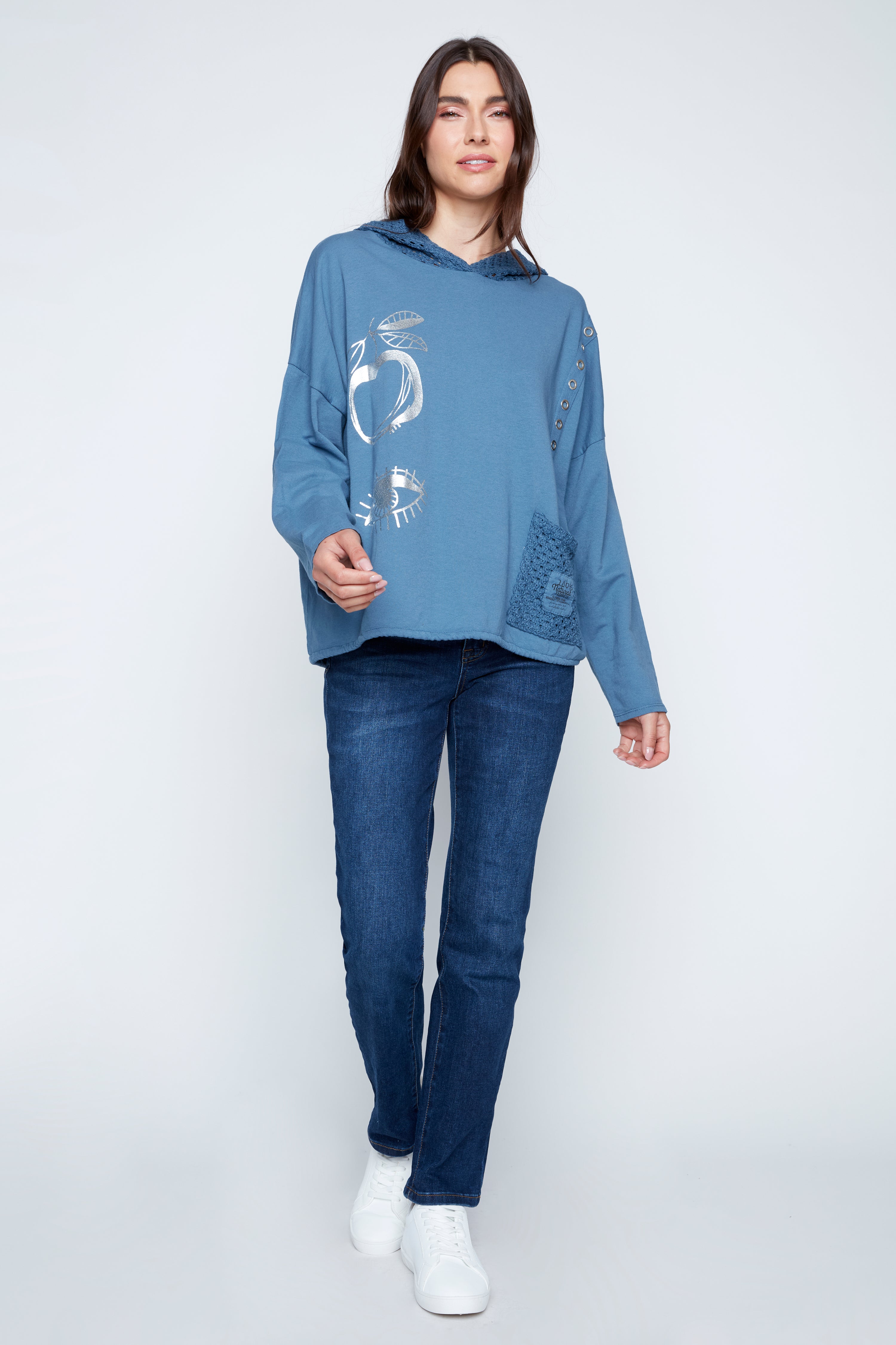 Crochet accent hoodie