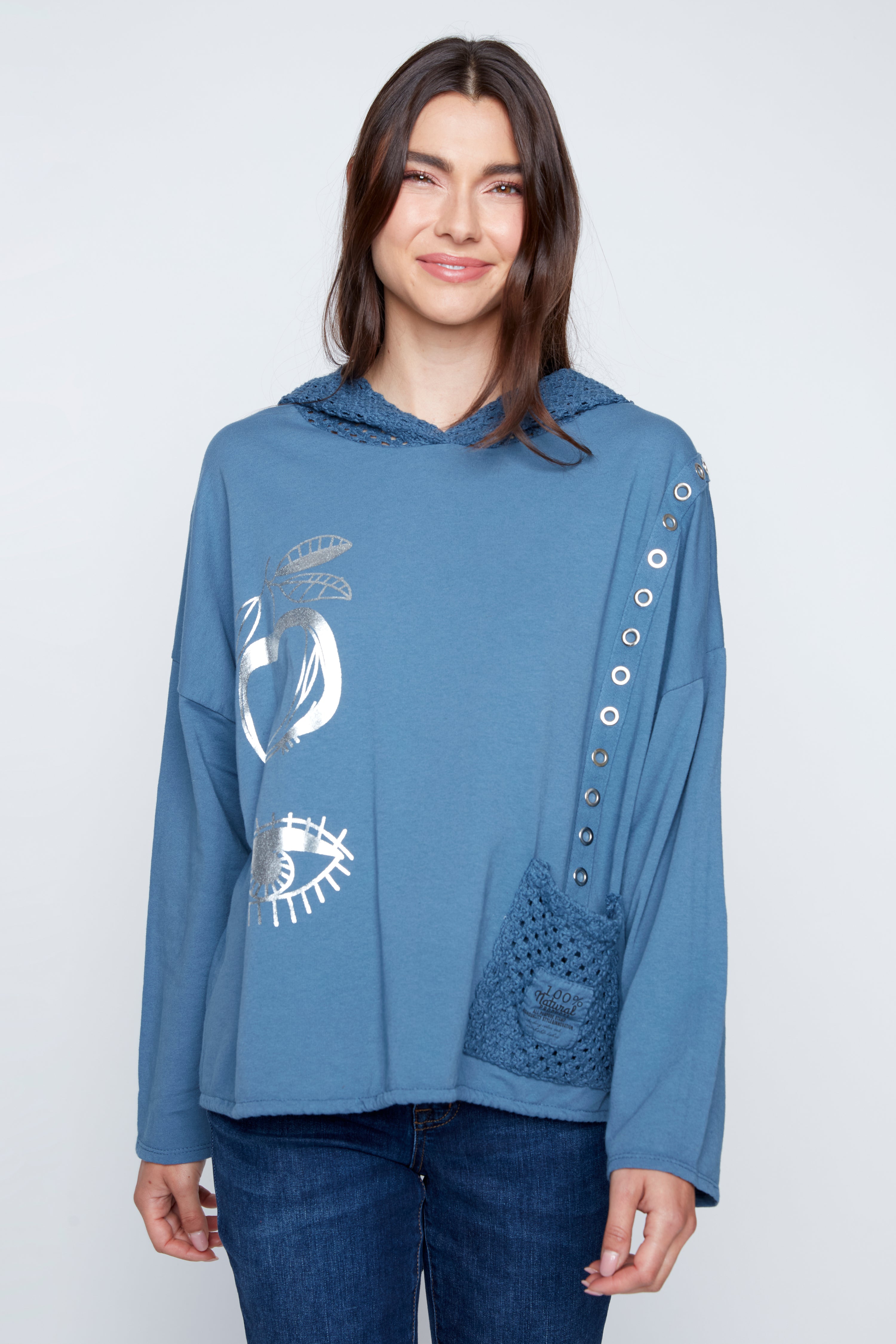 Crochet accent hoodie
