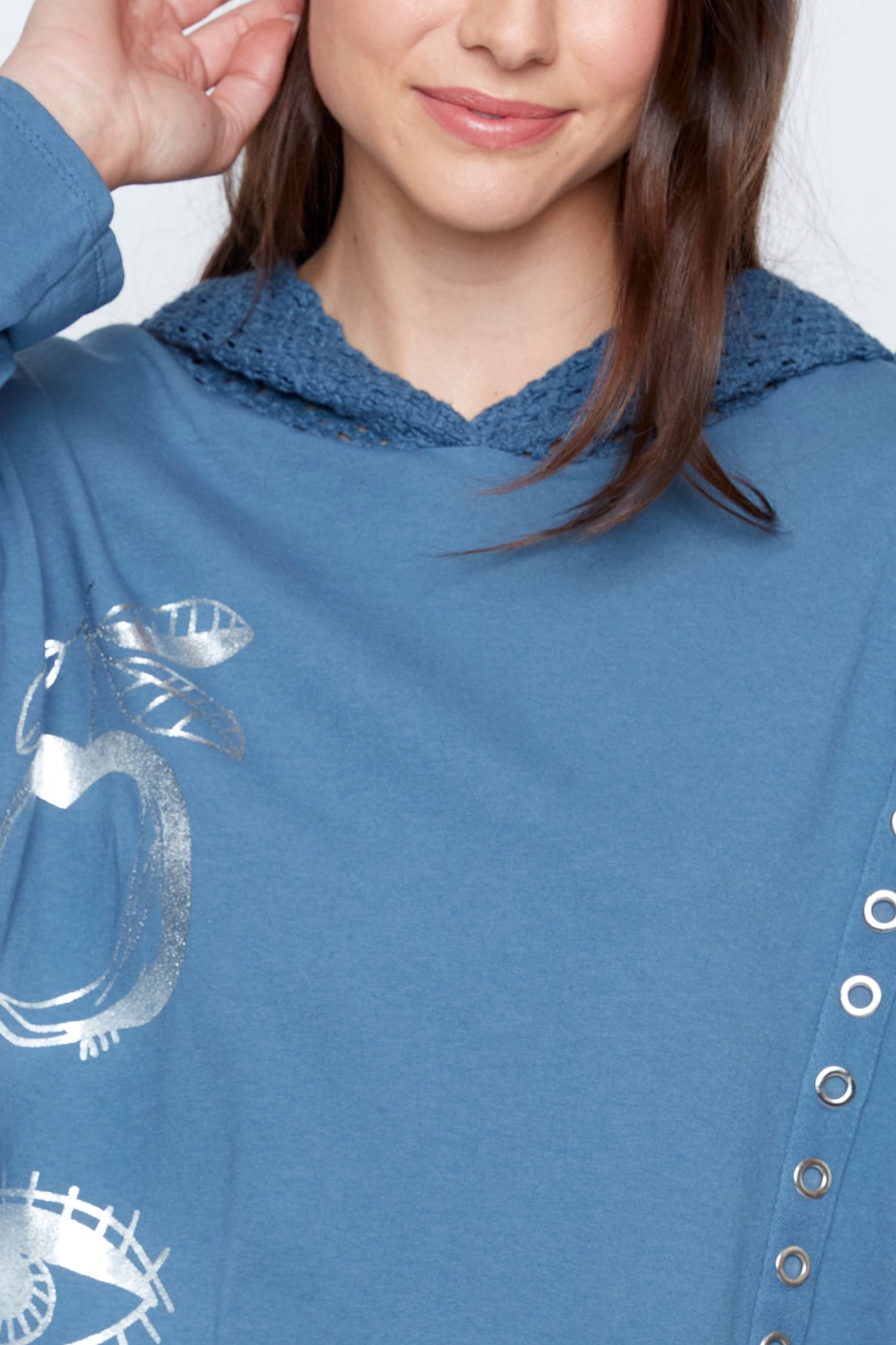 Crochet accent hoodie
