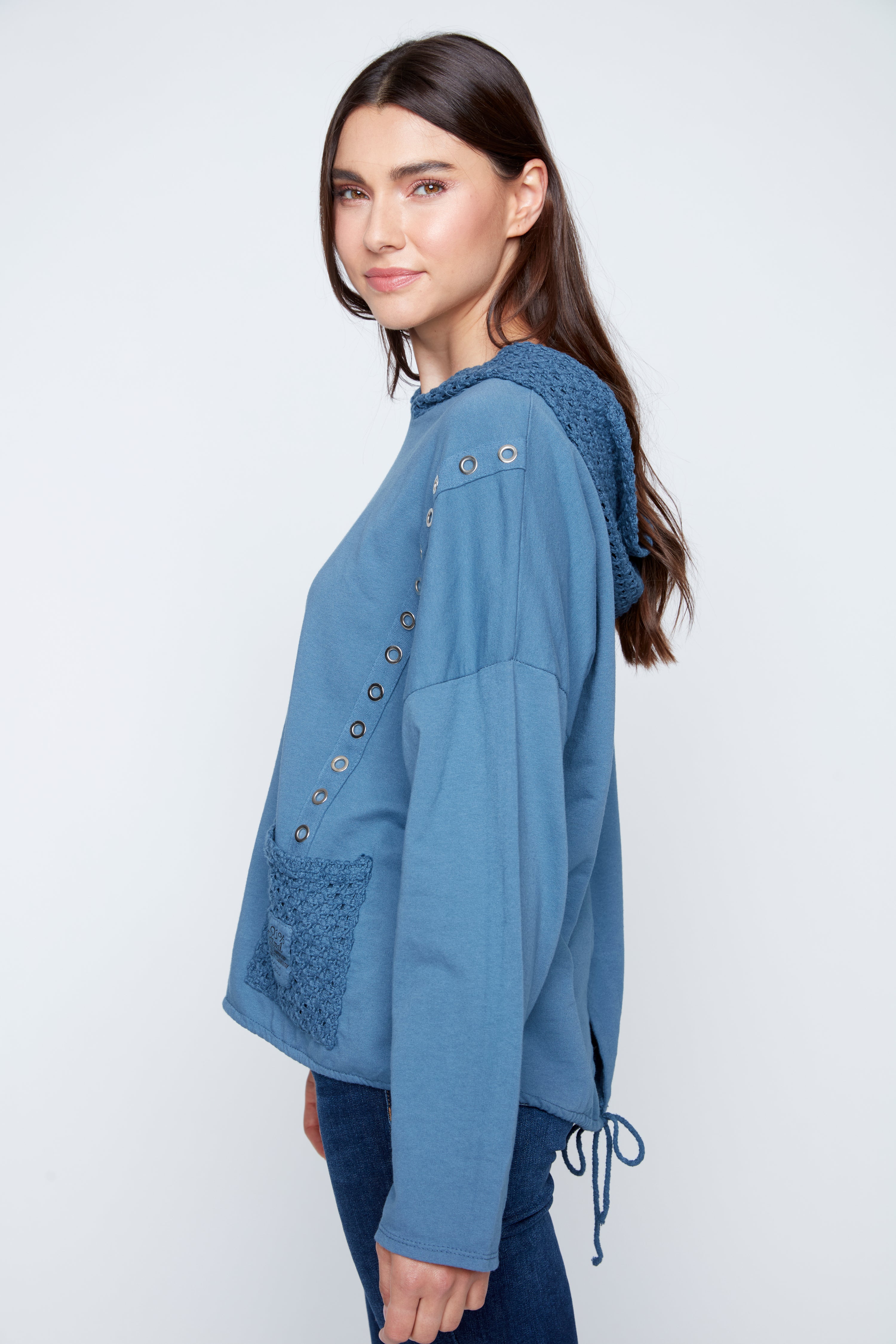 Crochet accent hoodie