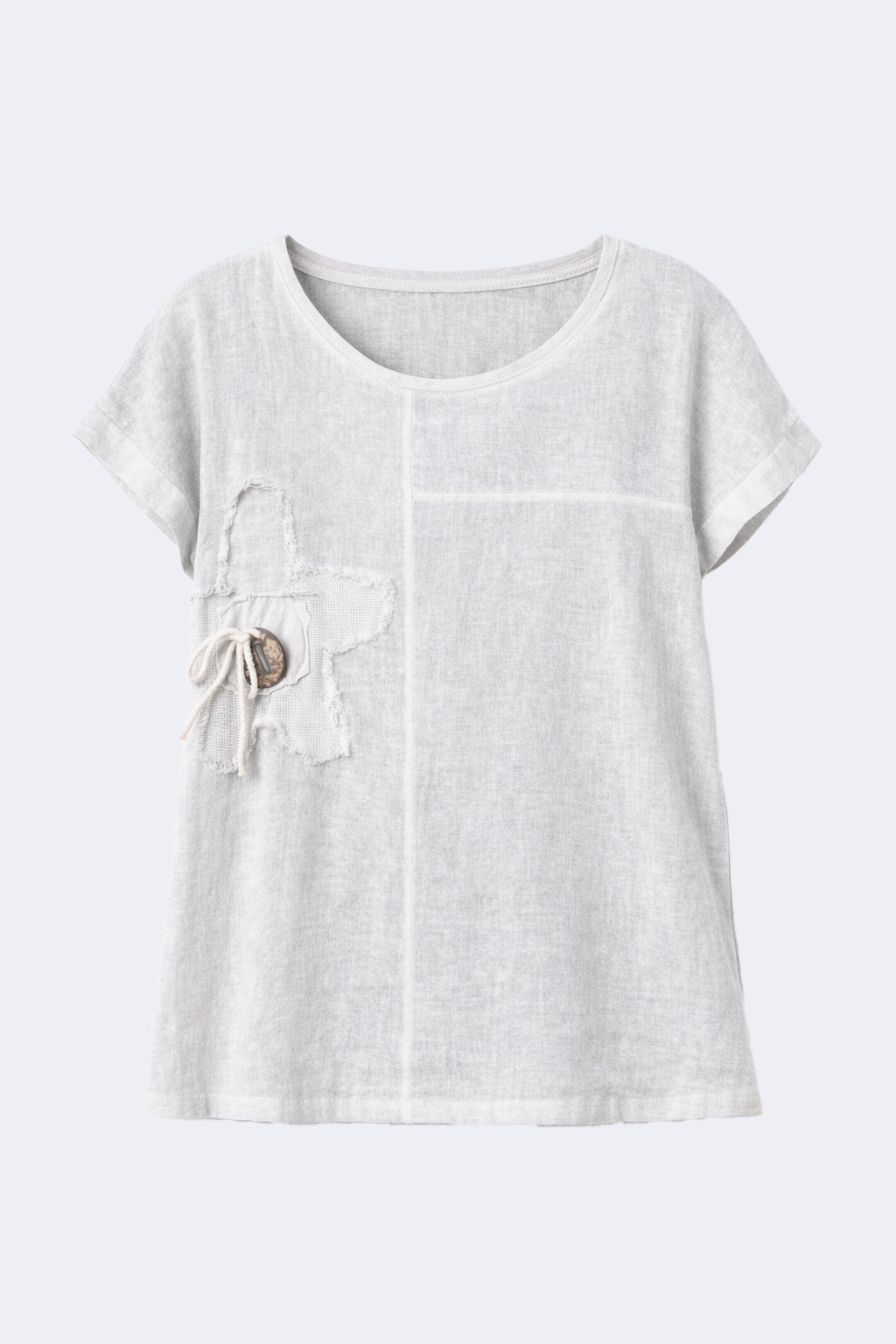 Cotton blend fringe flower top