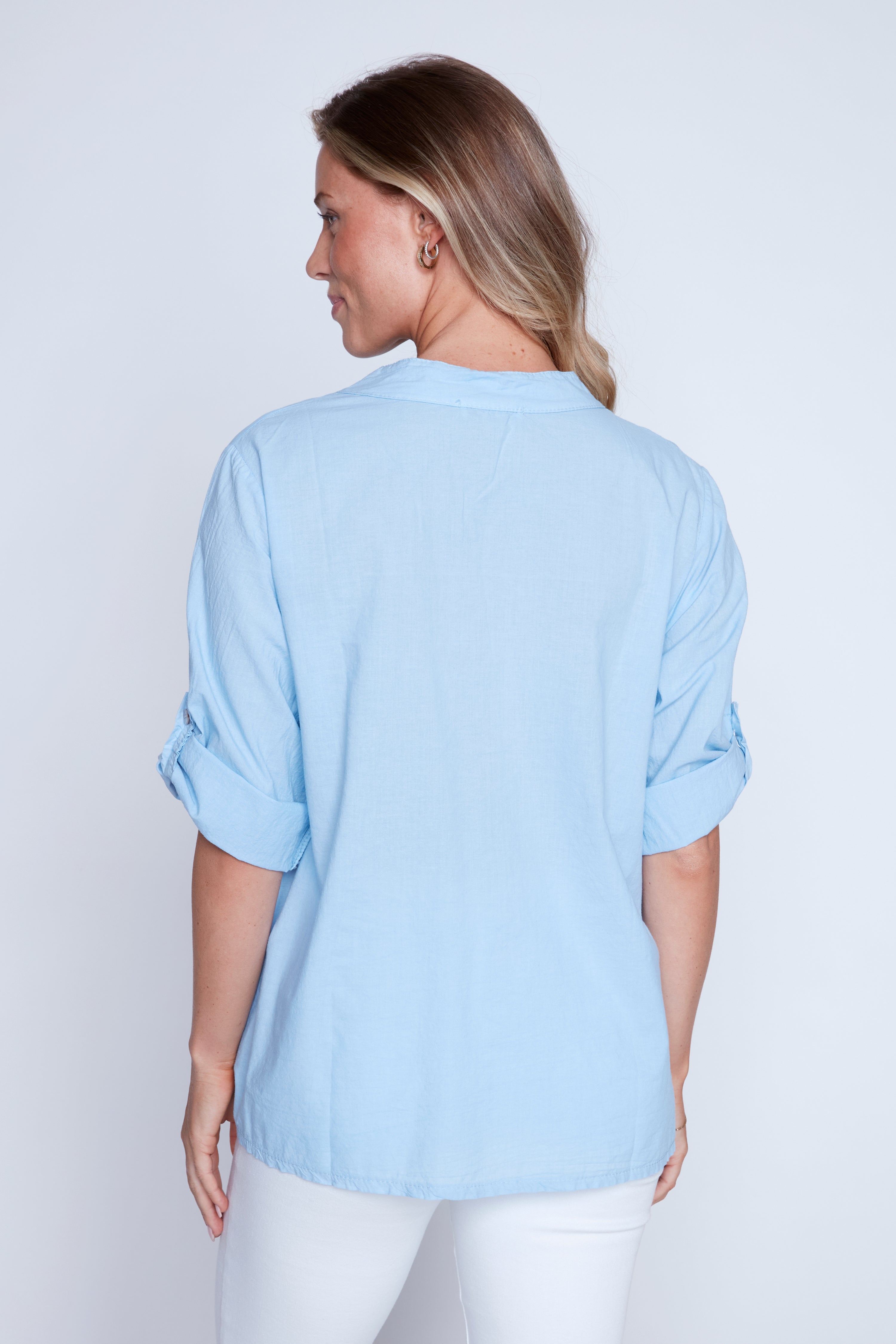 Crochet insert cotton blouse