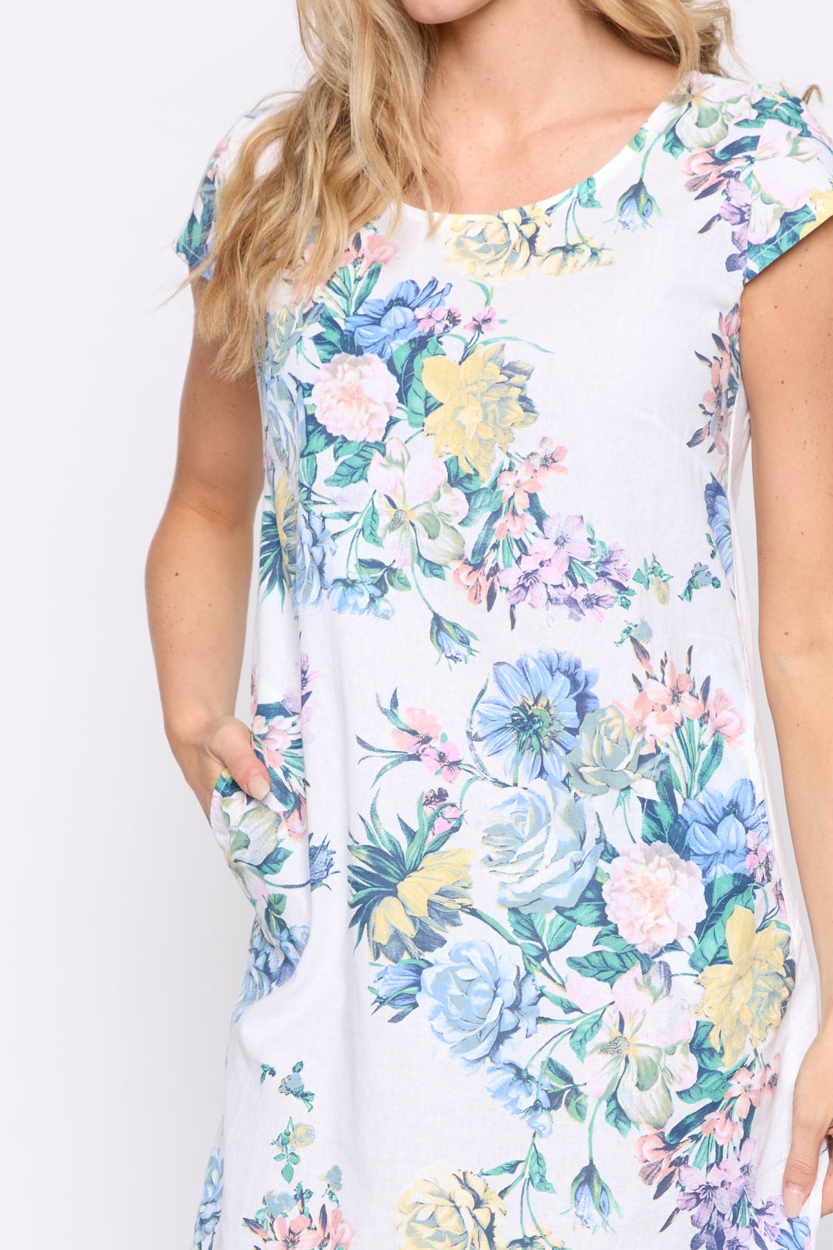 Floral print cotton blend dress