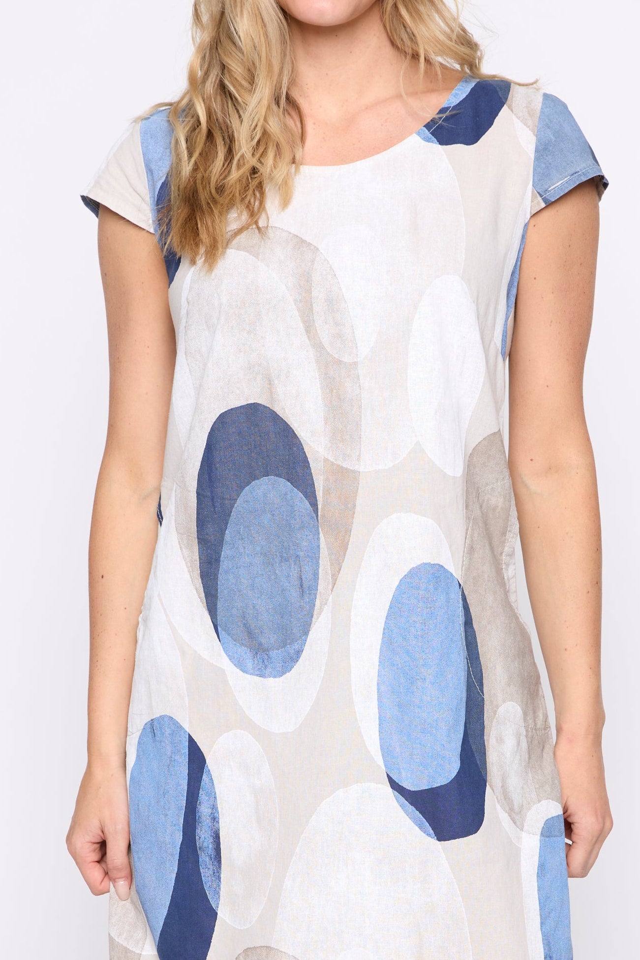 Dot print cotton blend dress