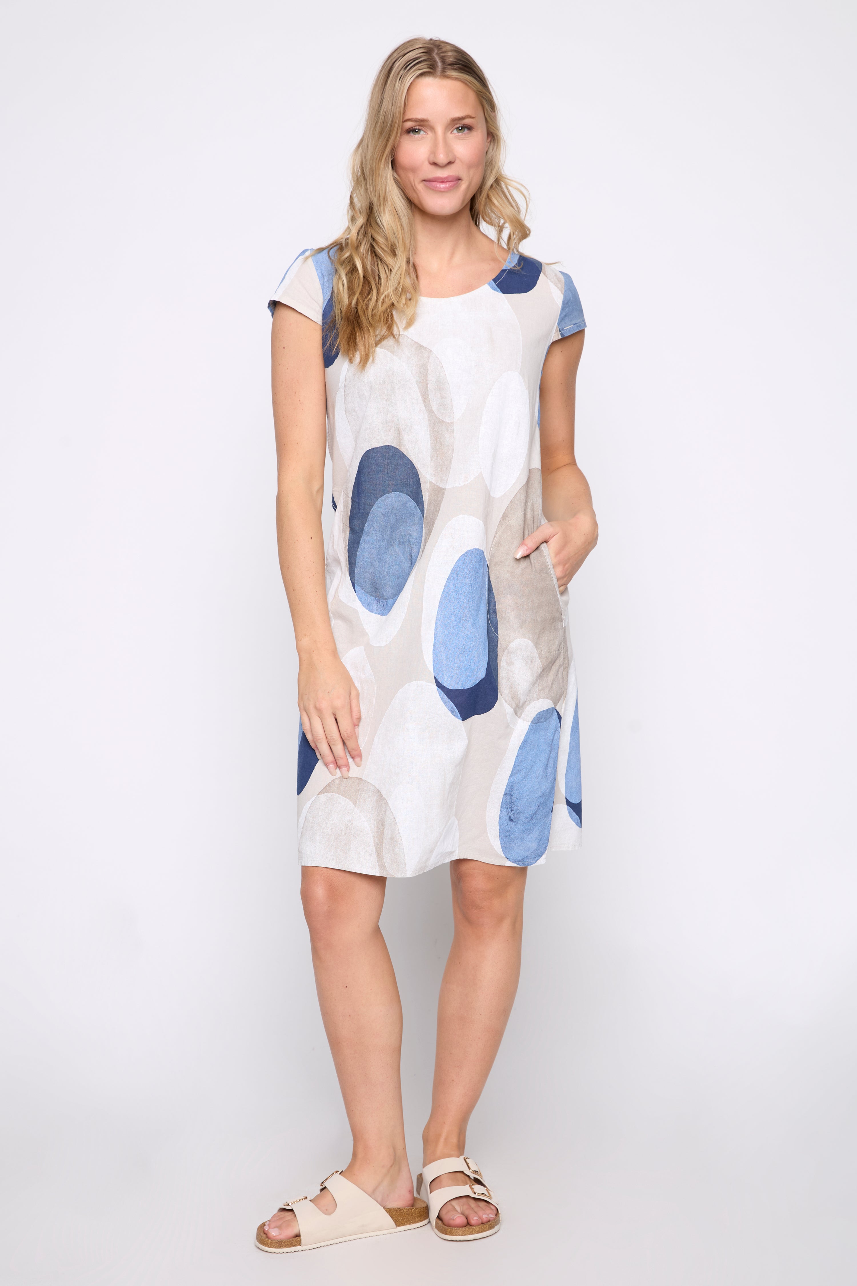 Dot print cotton blend dress
