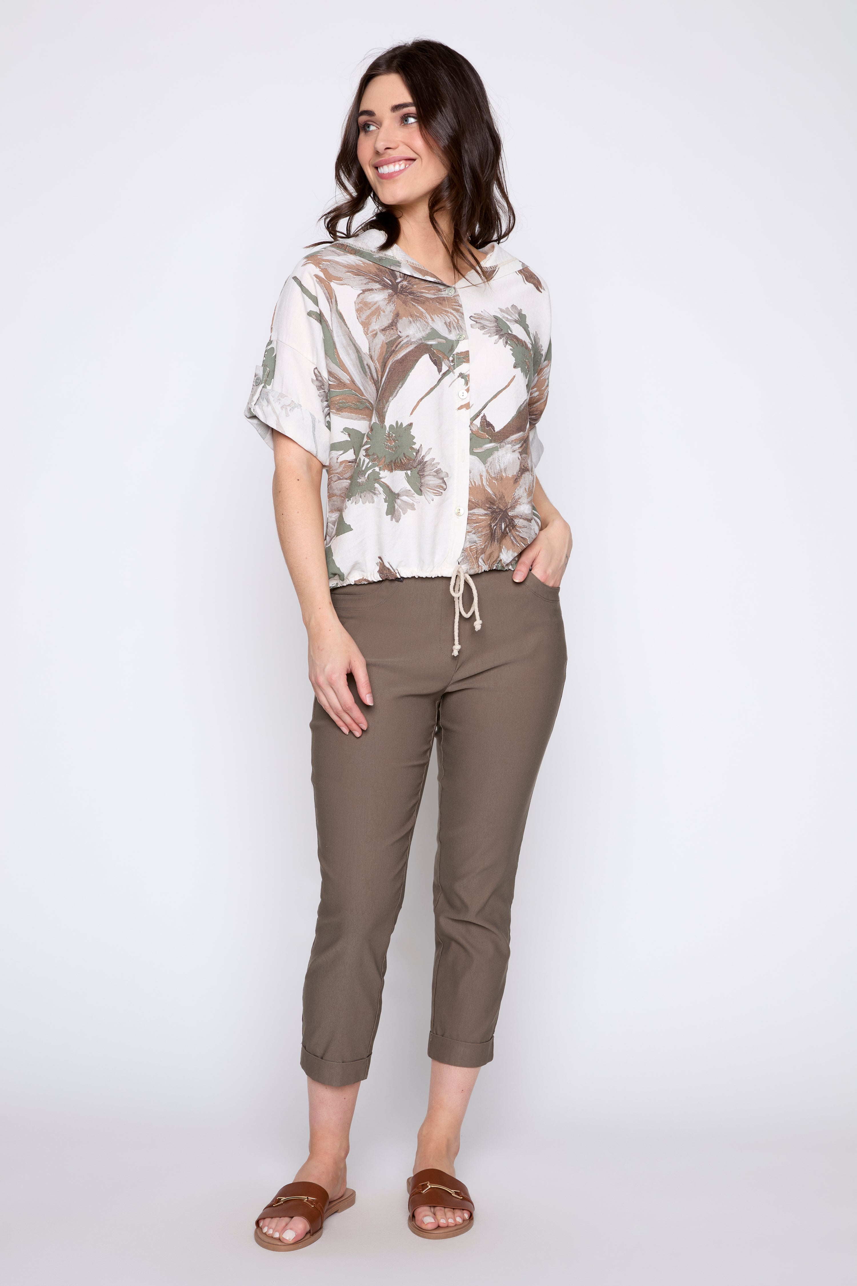 Floral print hoodie blouse