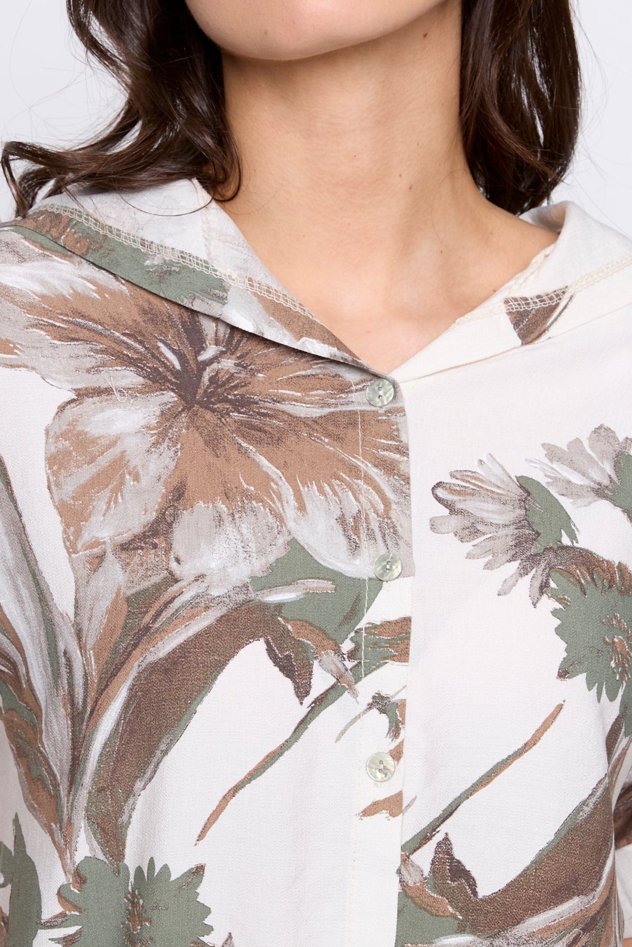 Floral print hoodie blouse