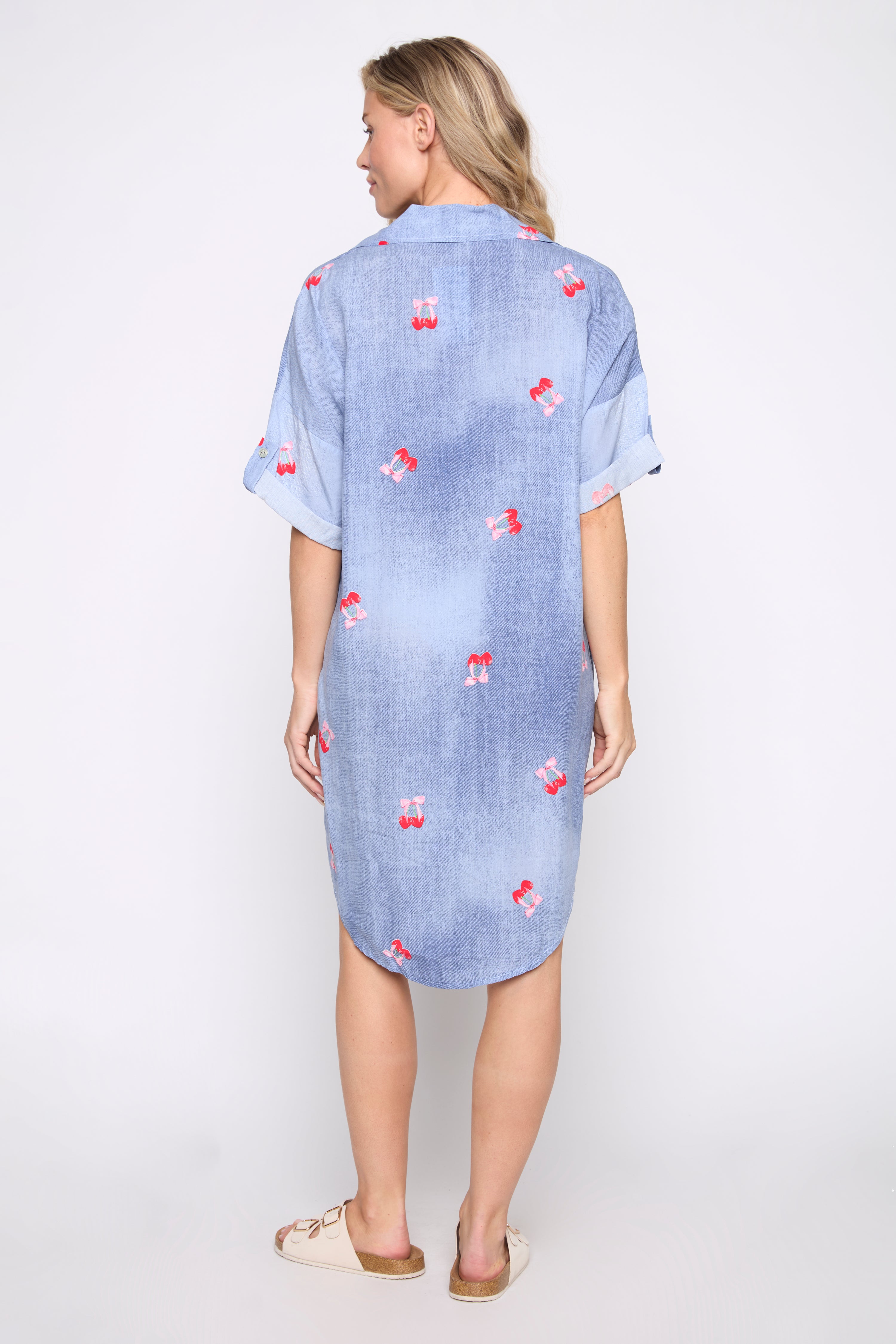 Cherry print shirt dress