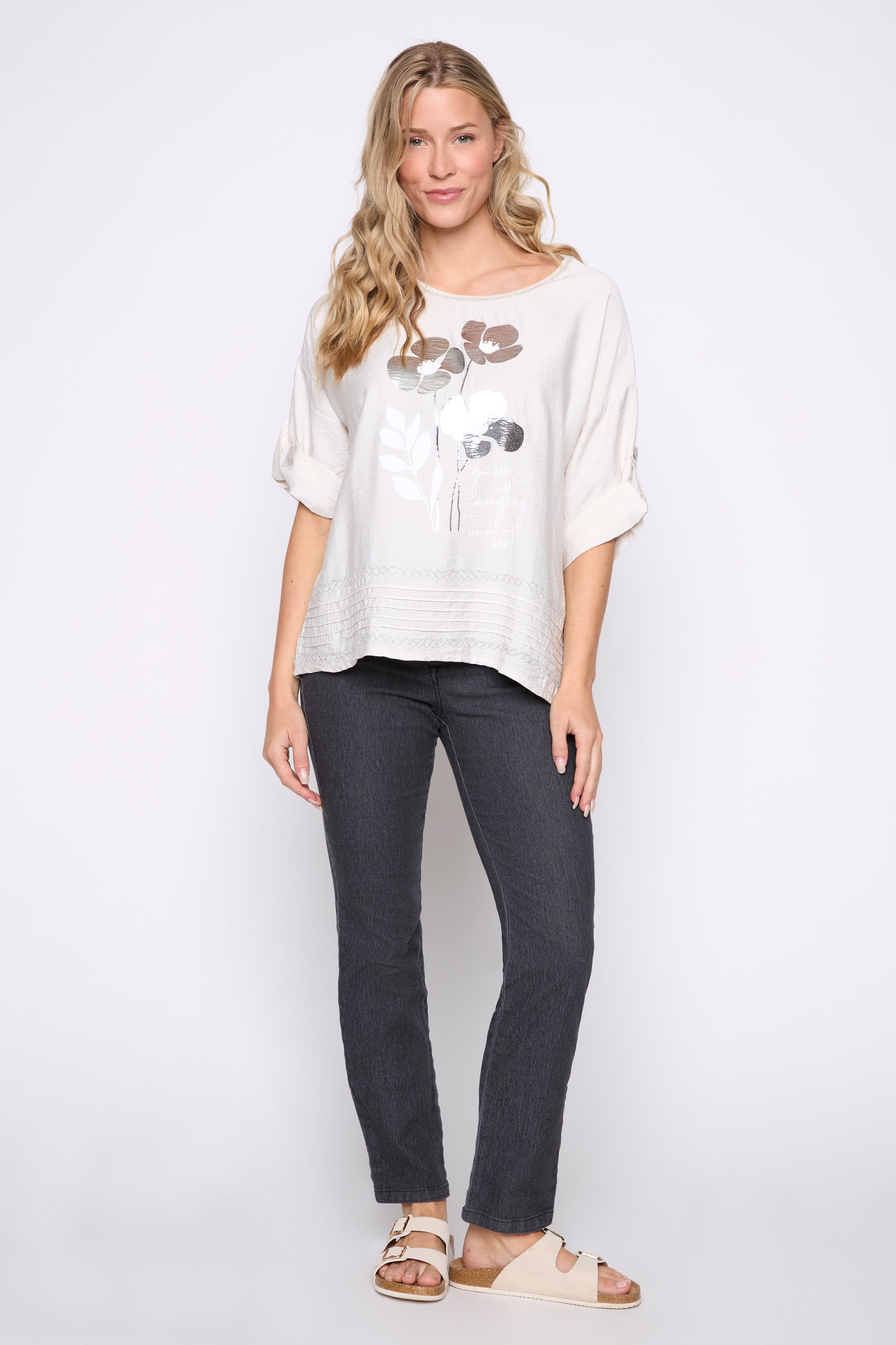Foil floral print top