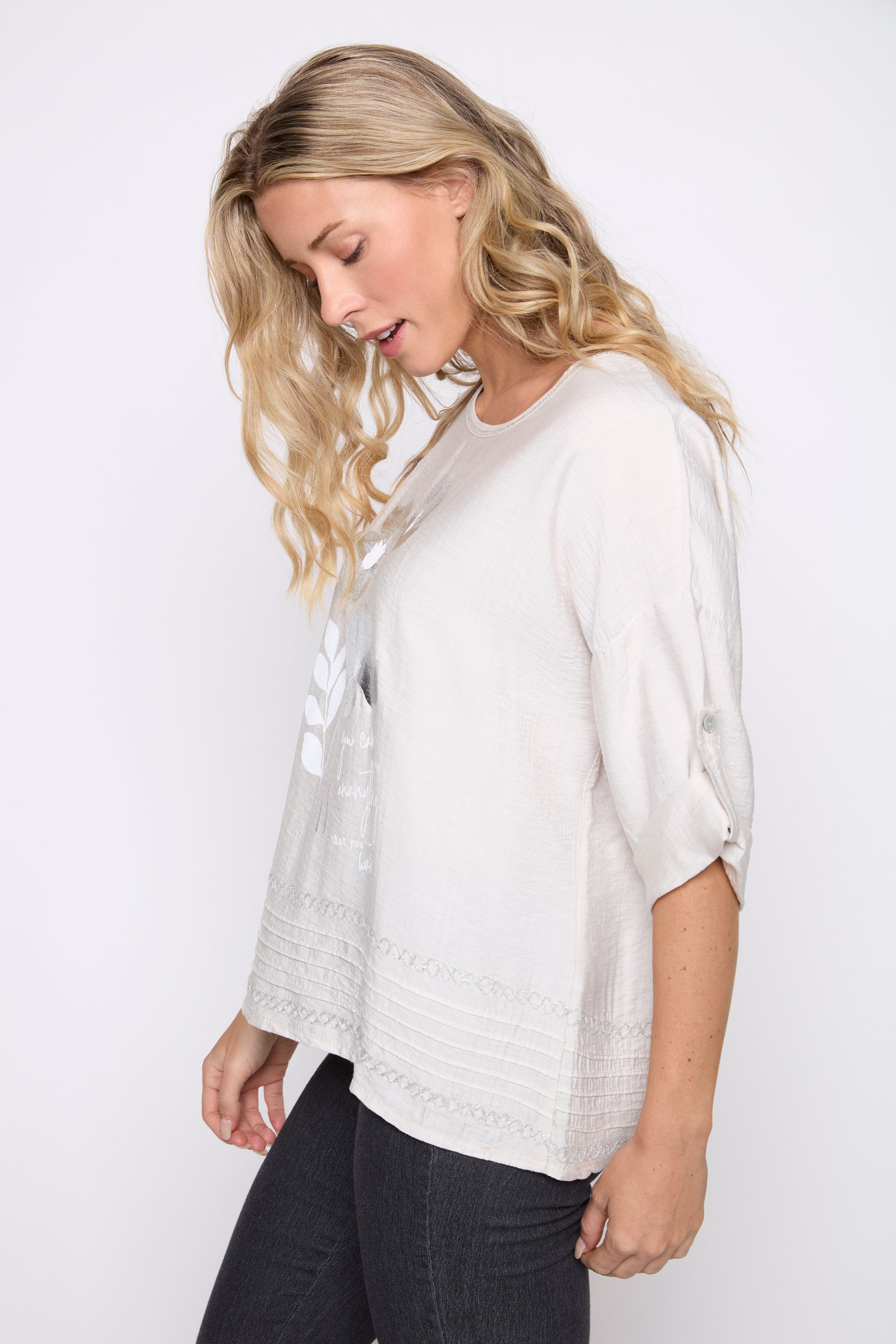 Foil floral print top