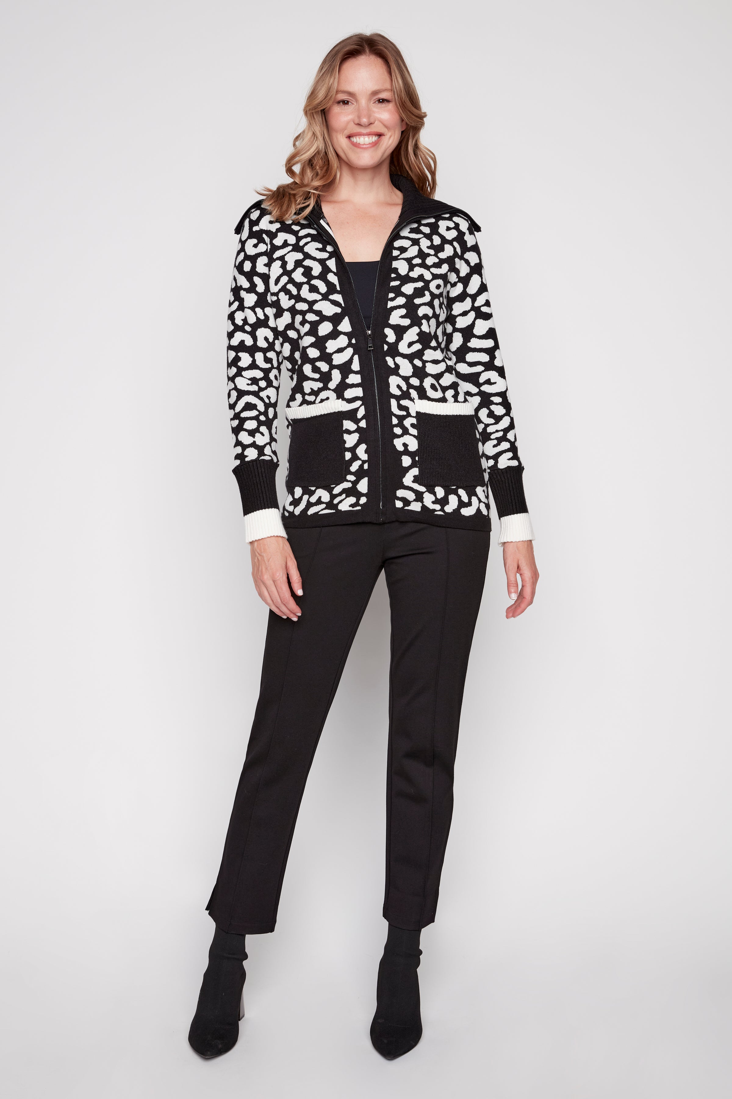 Animal print eyelash cardigan