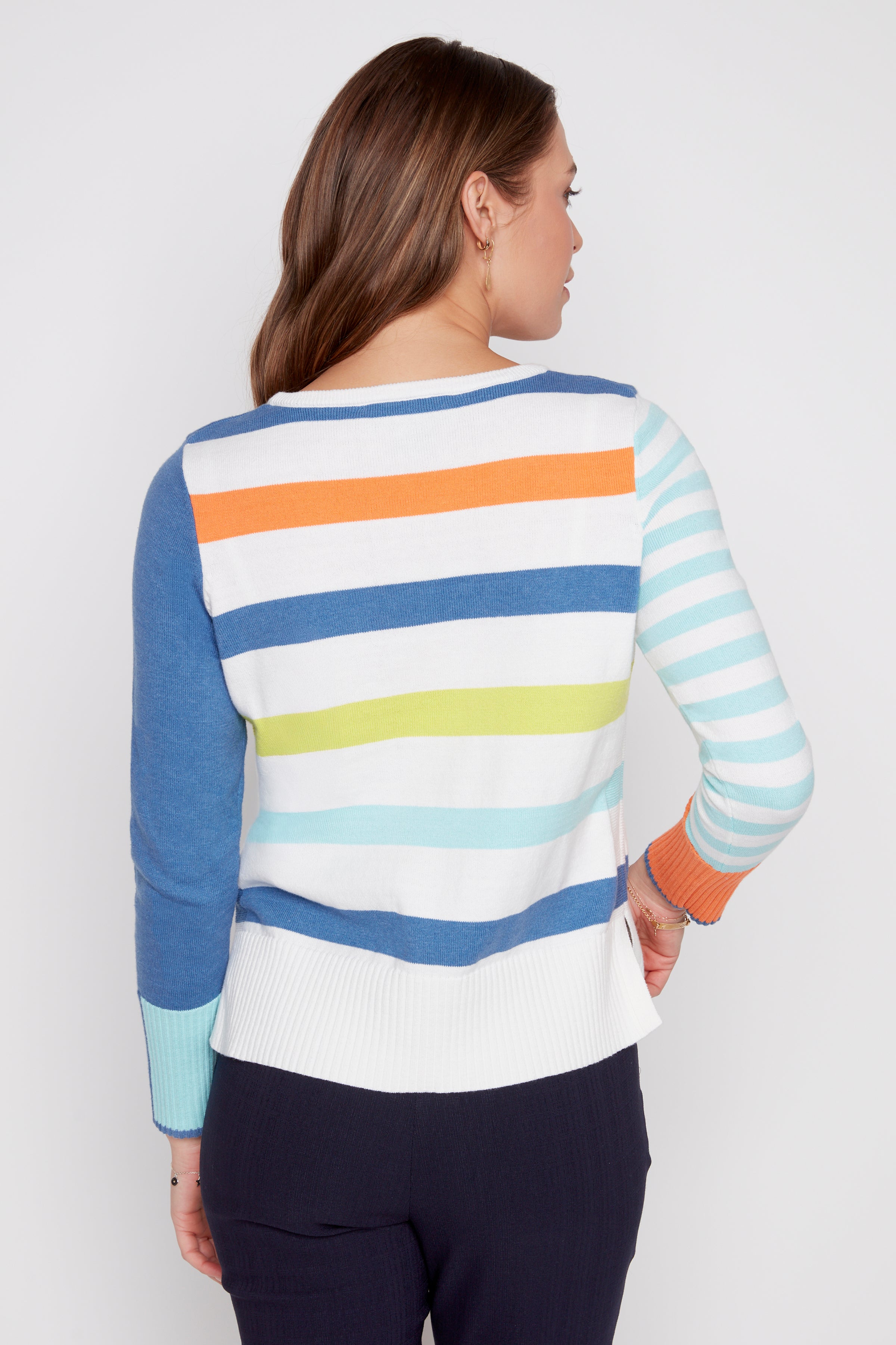 Multi color hearts cotton blend sweater