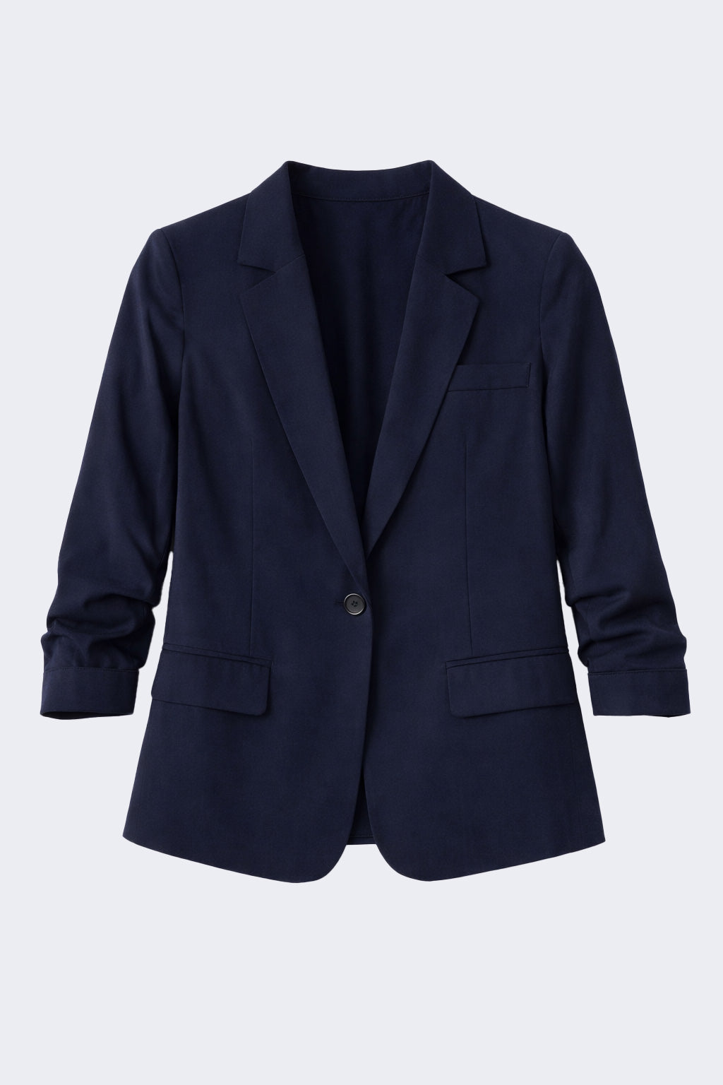 Ruched sleeve cotton blazer