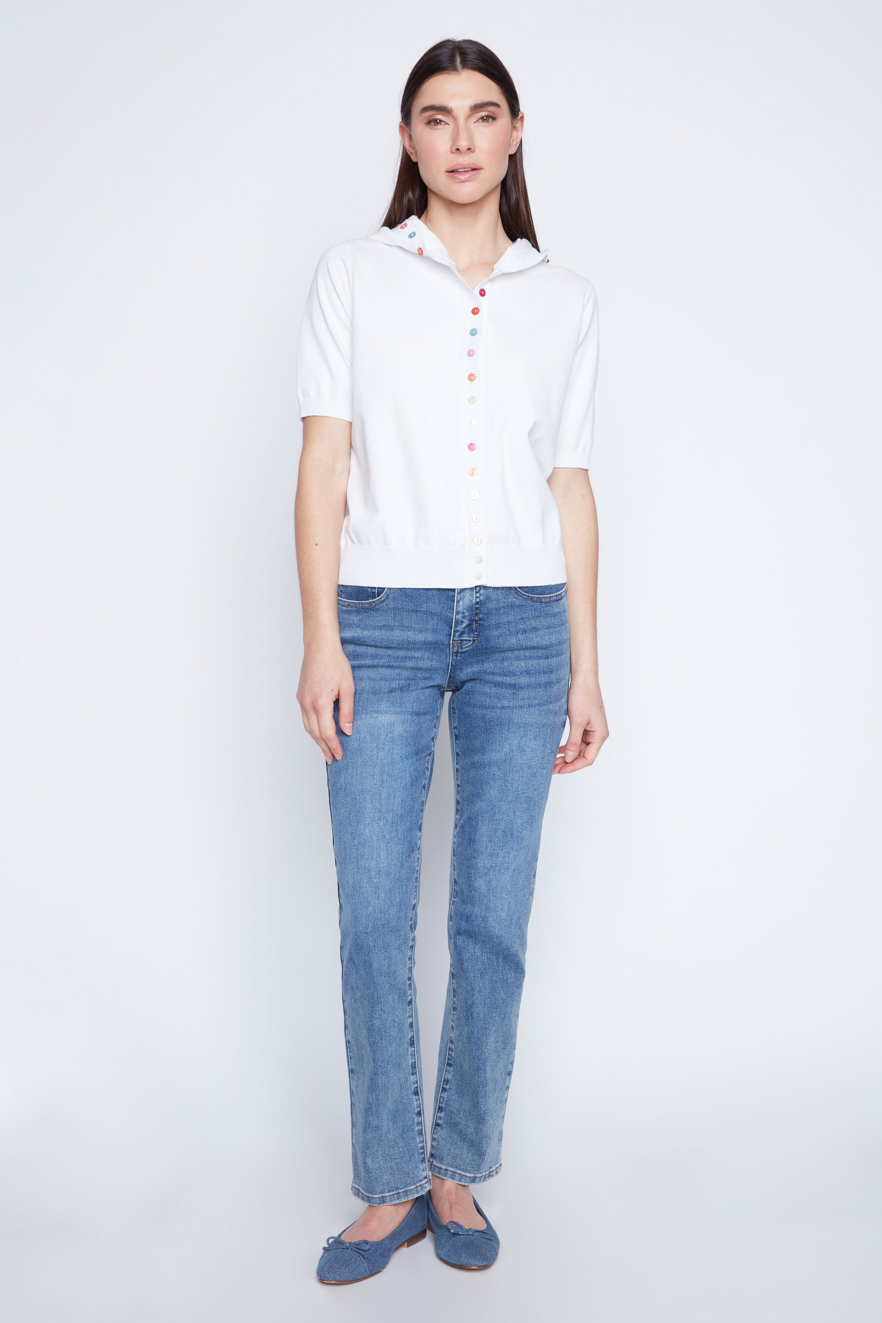 Hoodie with multi colored buttons