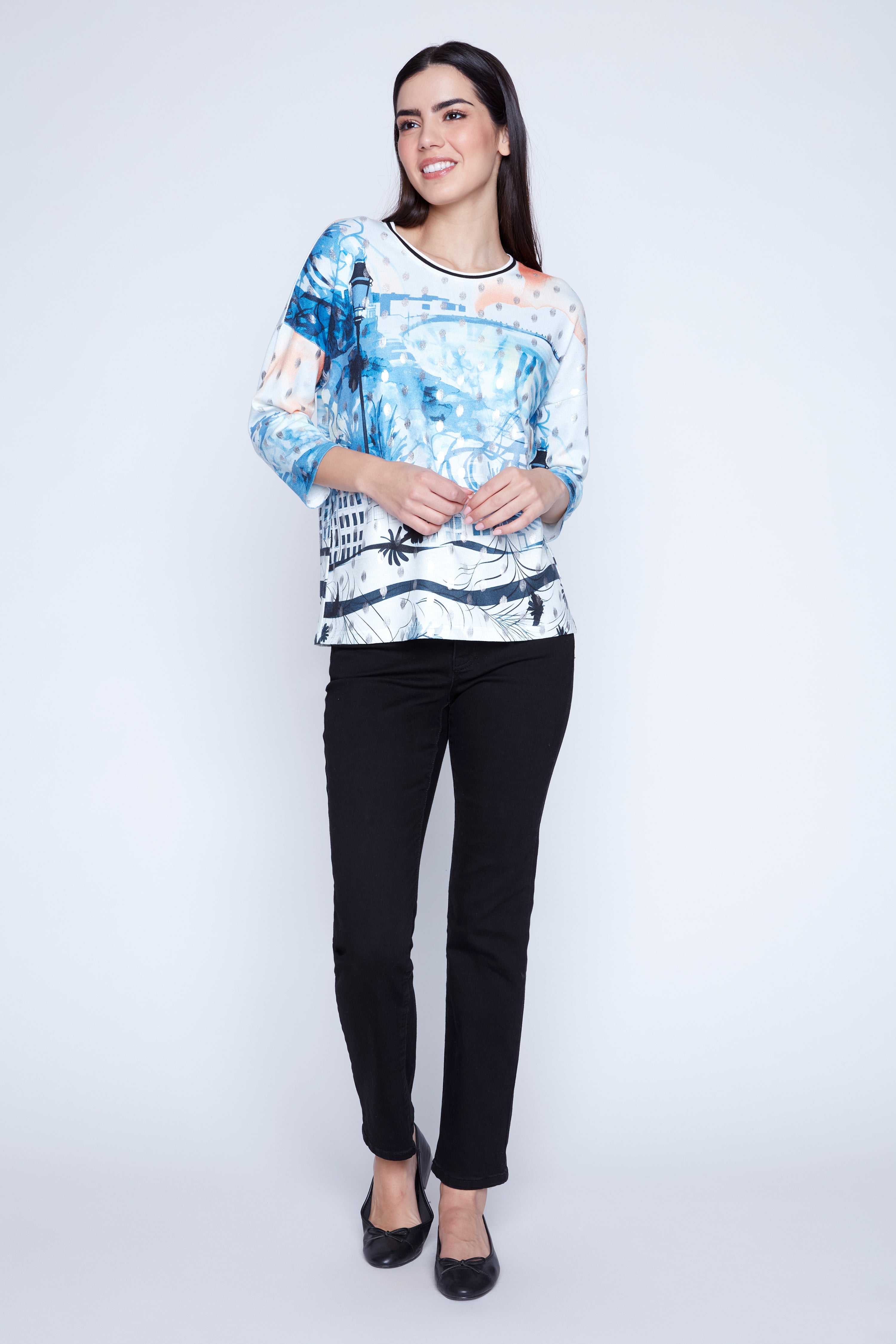 Light weight printed sweater