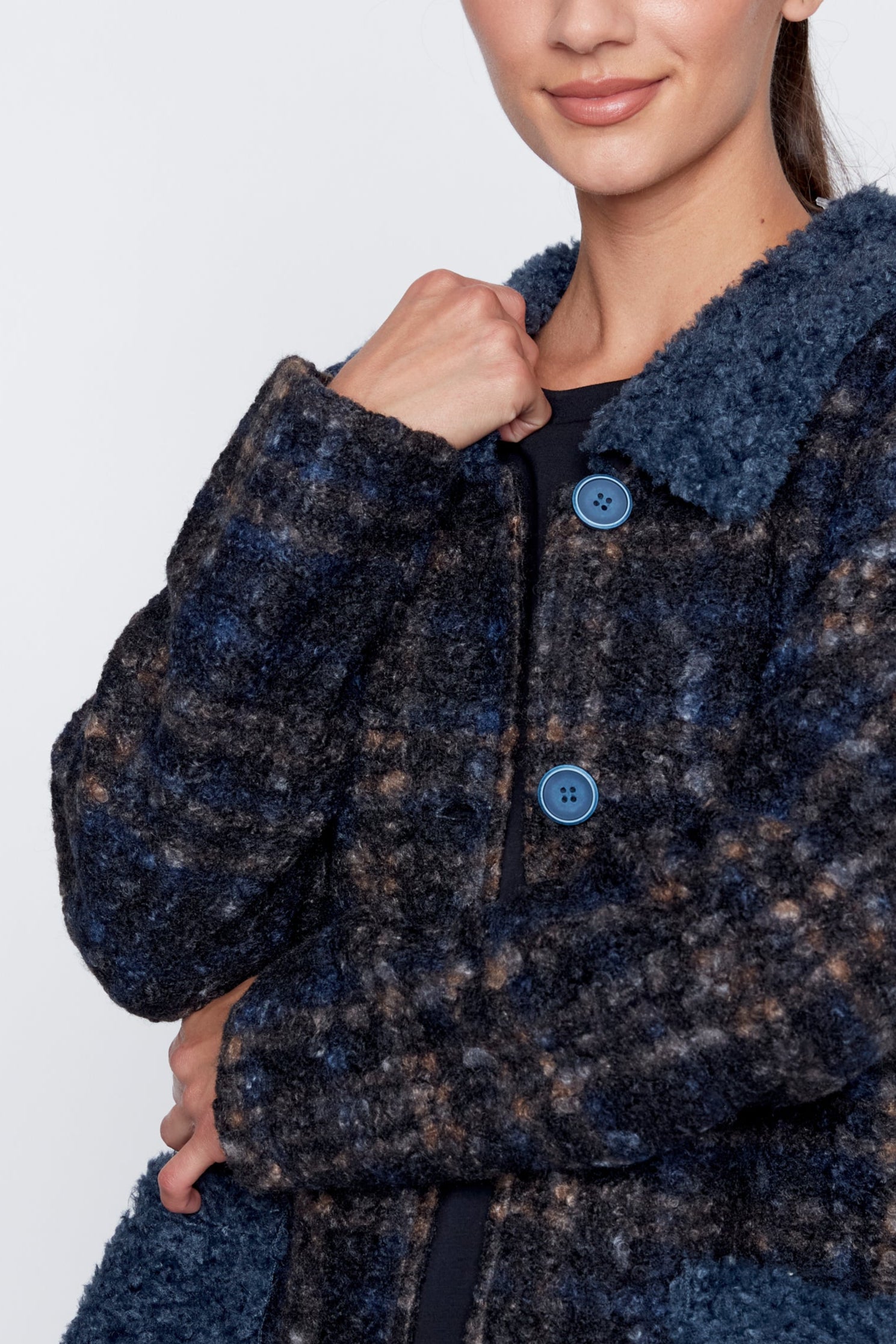 Checkered boucle jacket
