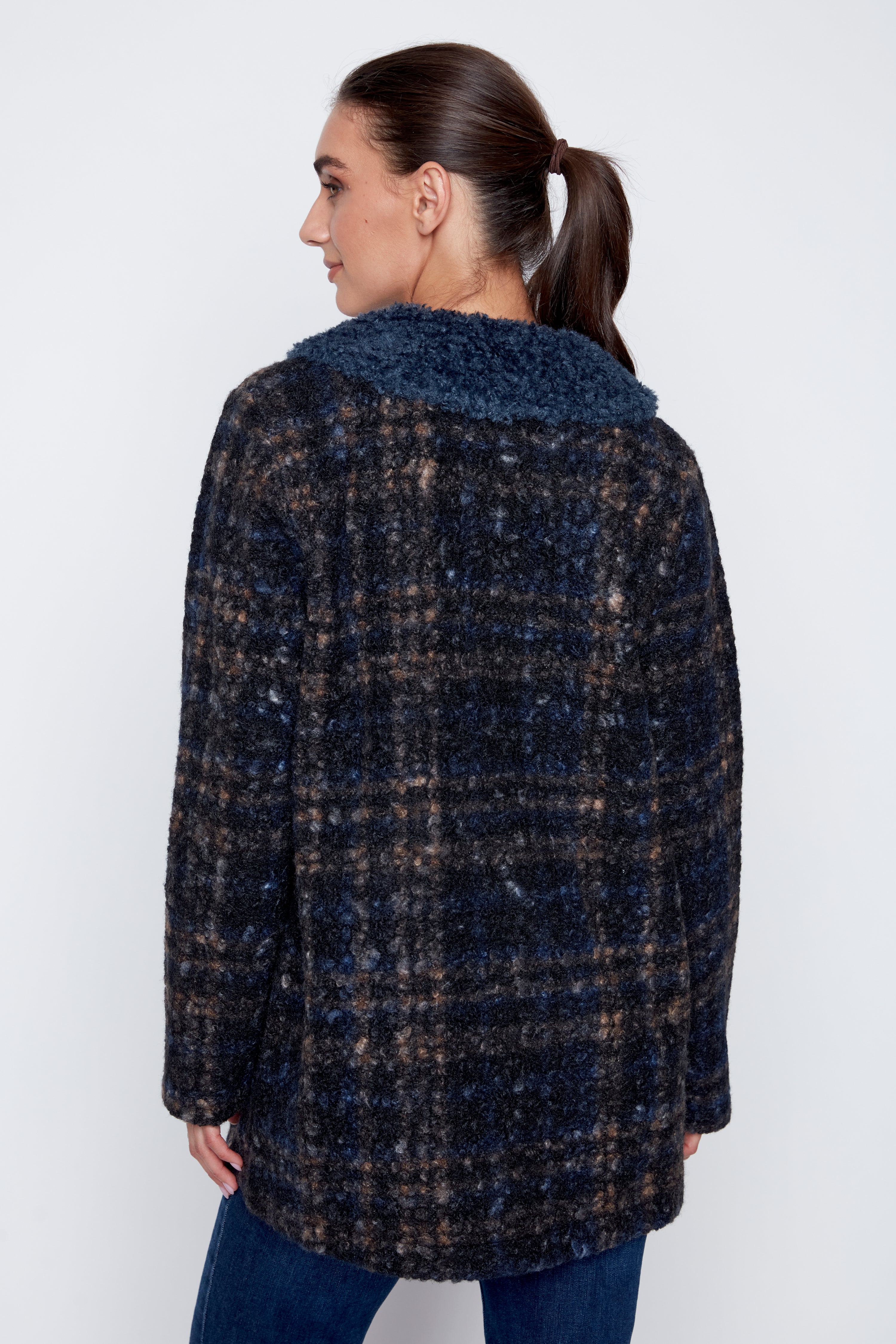 Checkered boucle jacket