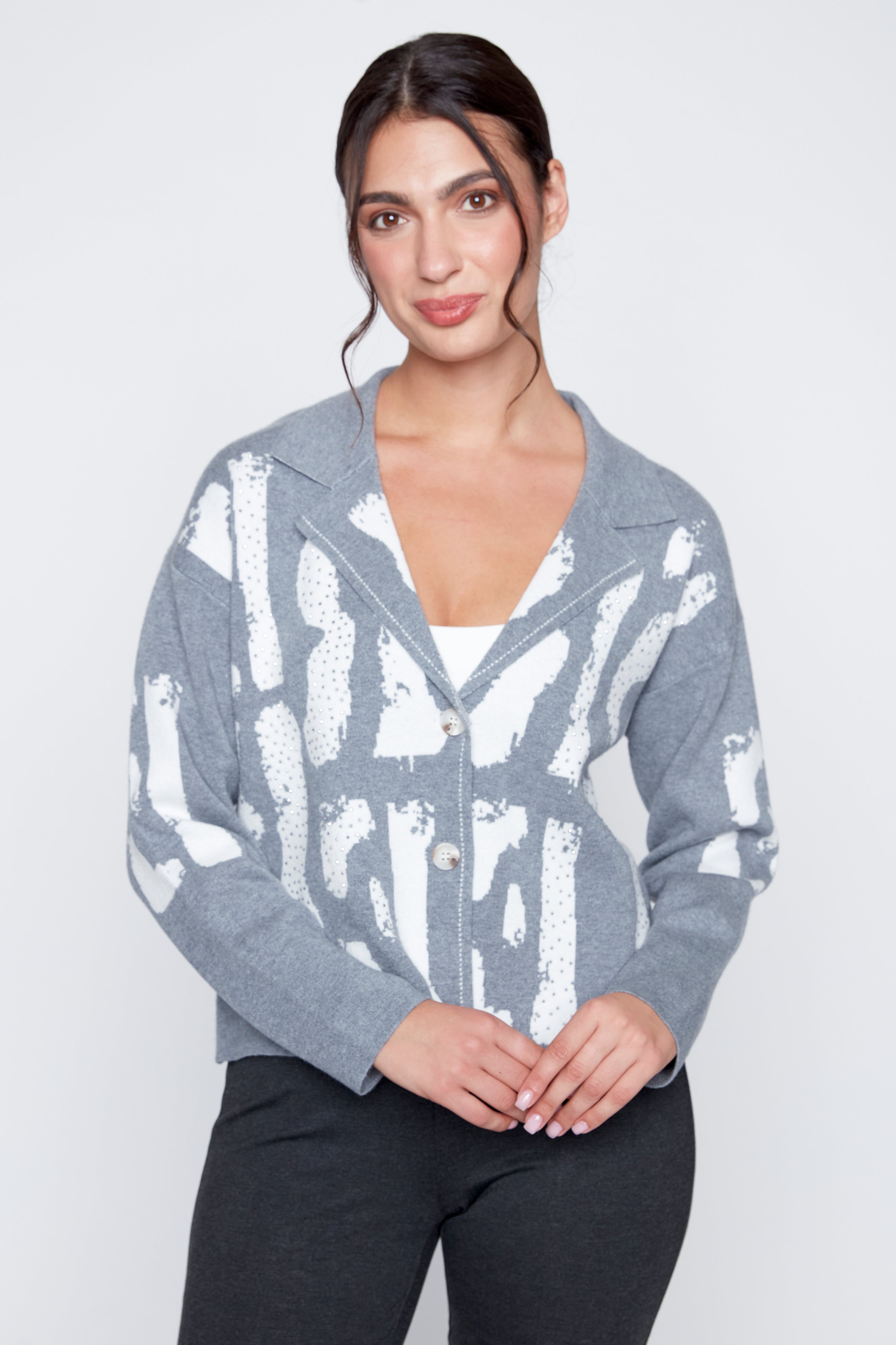 Printed knit jacket