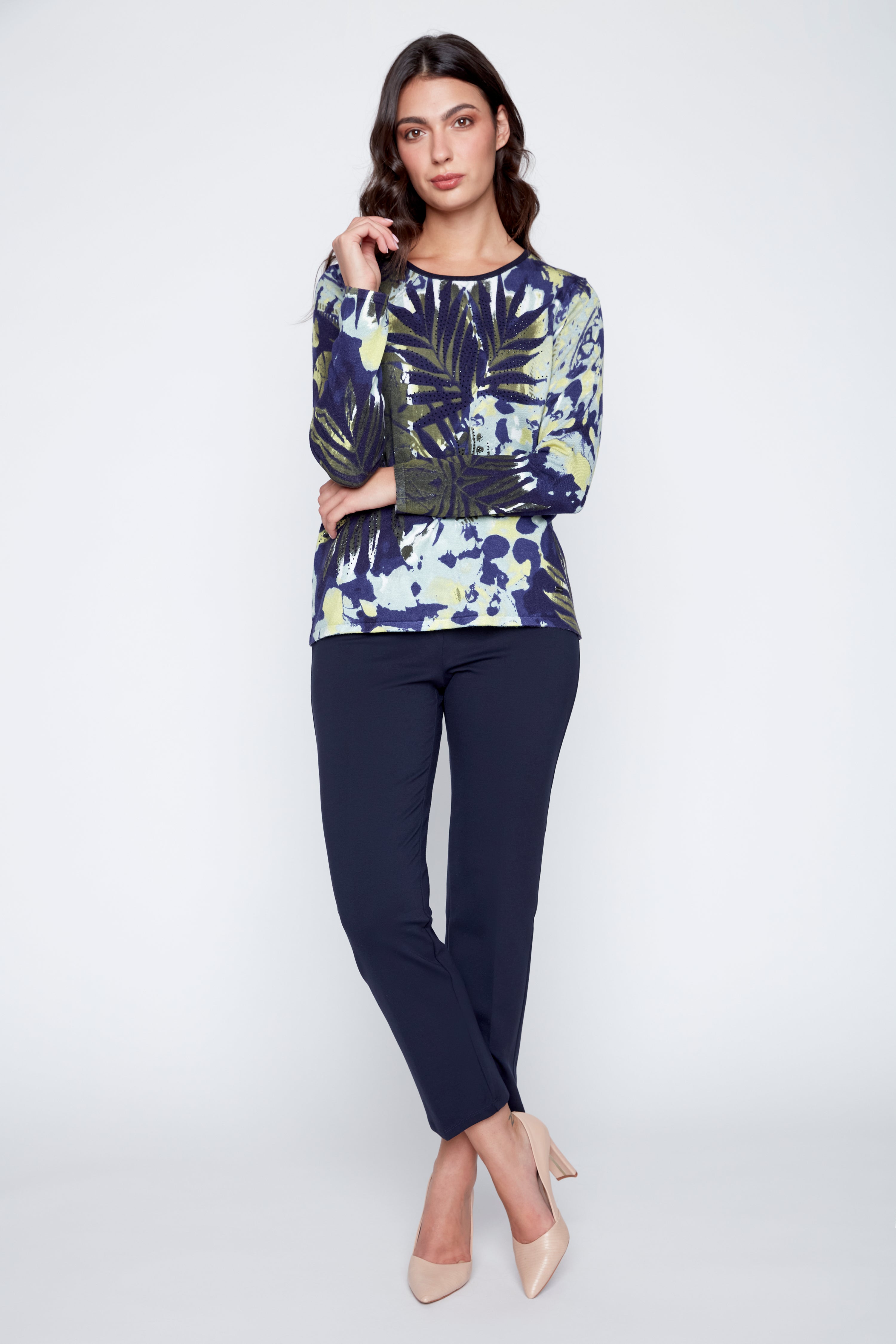 Printed light weight knit sweater