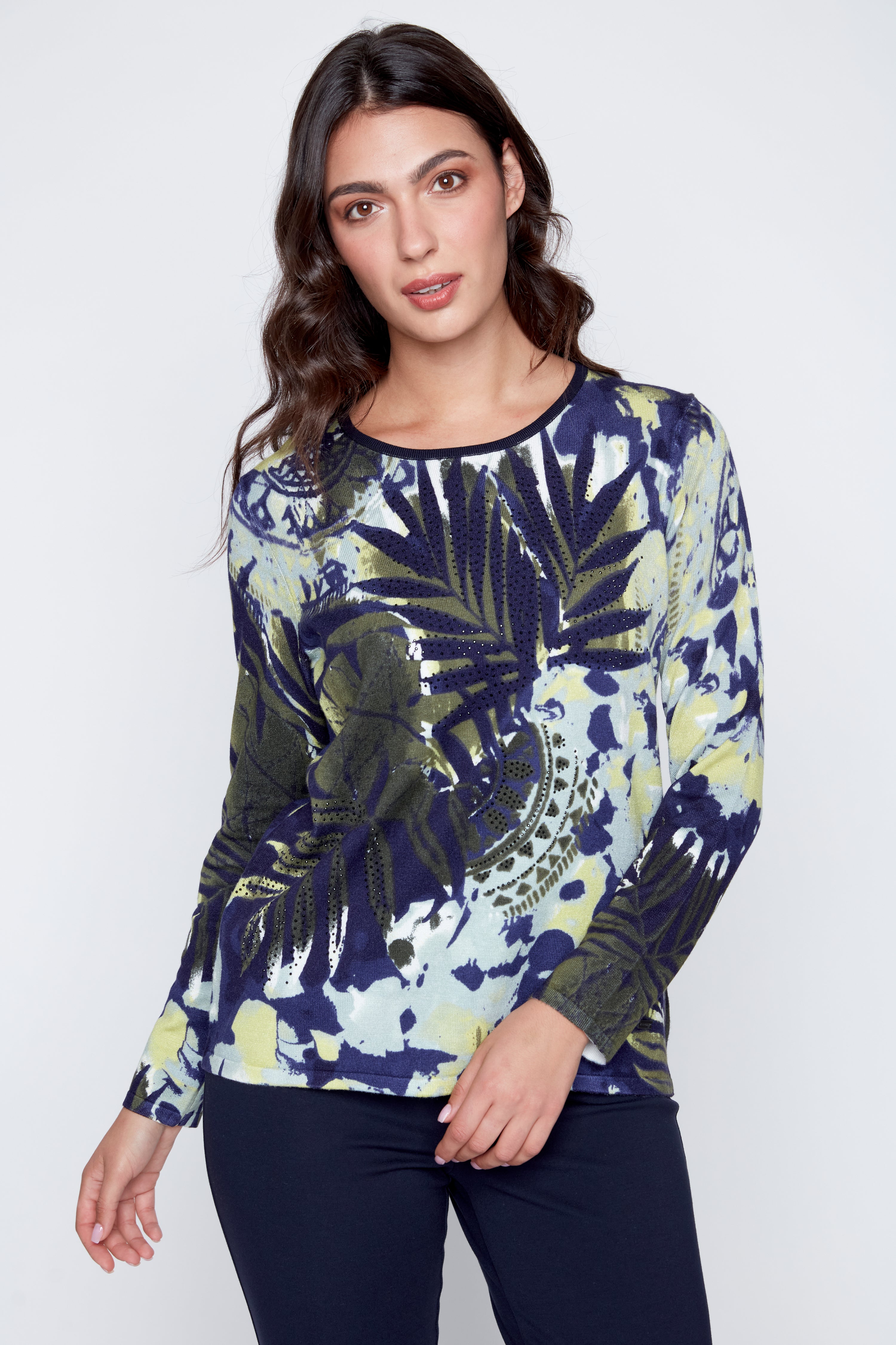 Printed light weight knit sweater