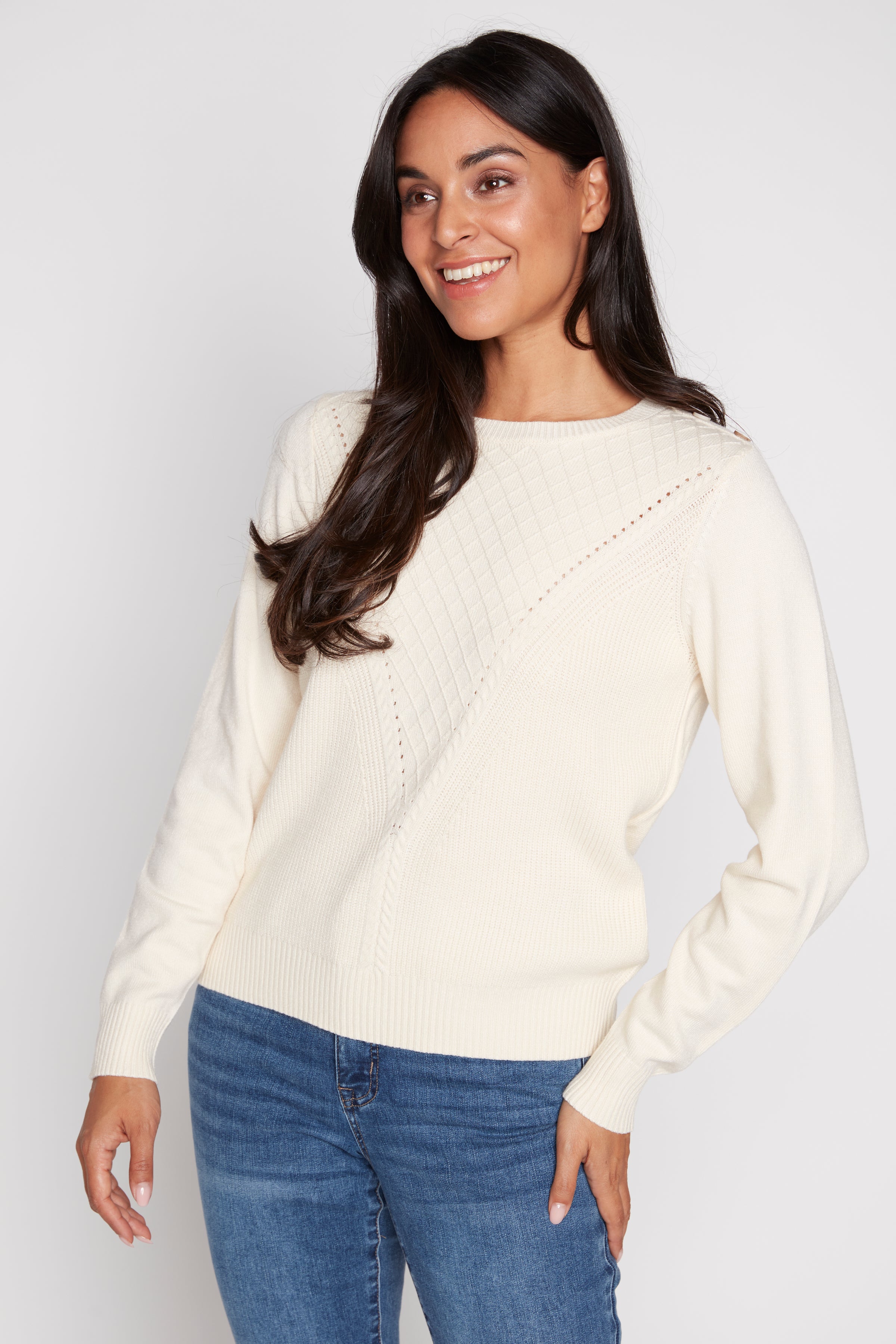 Solid cable sweater