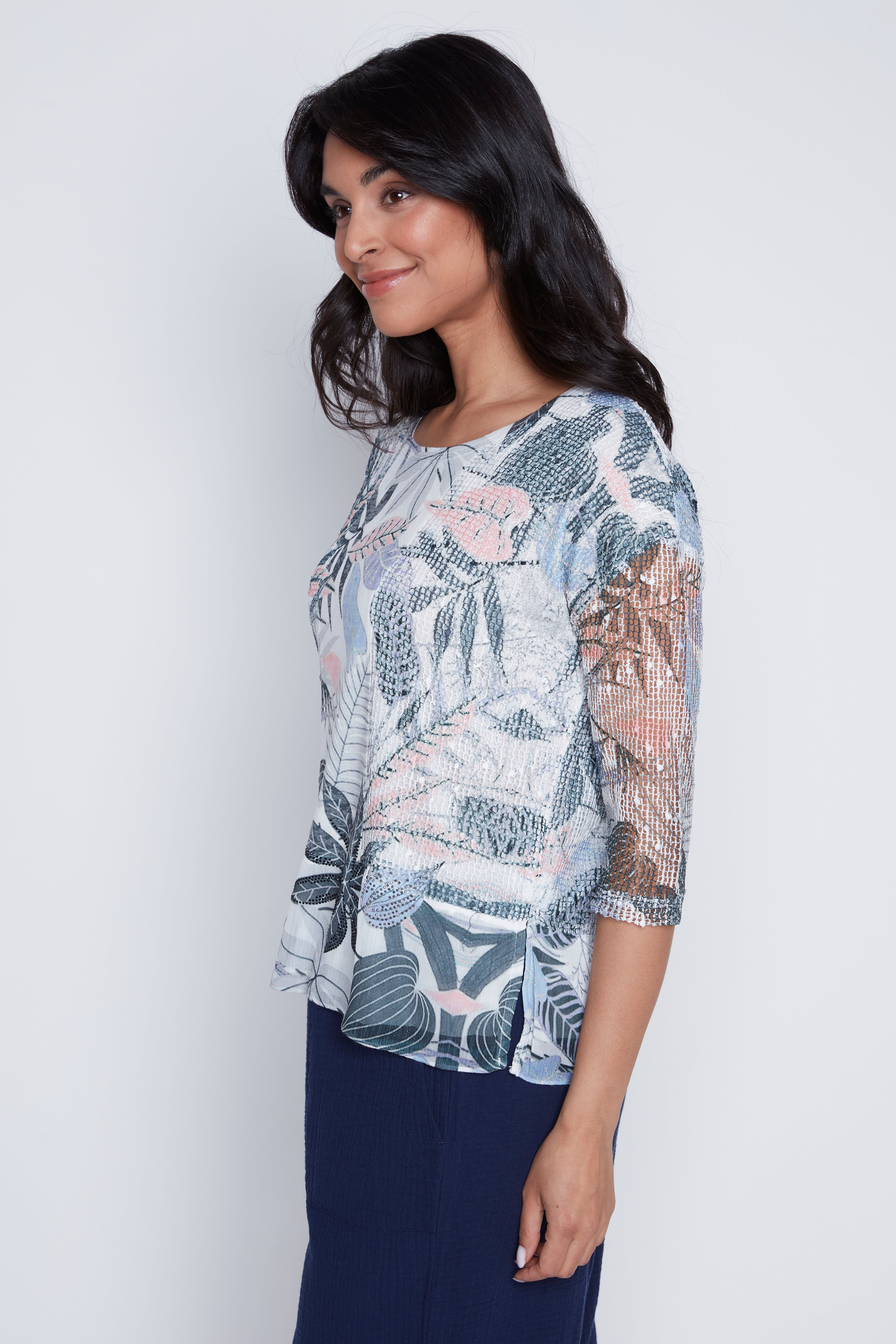 Printed burnout tunic