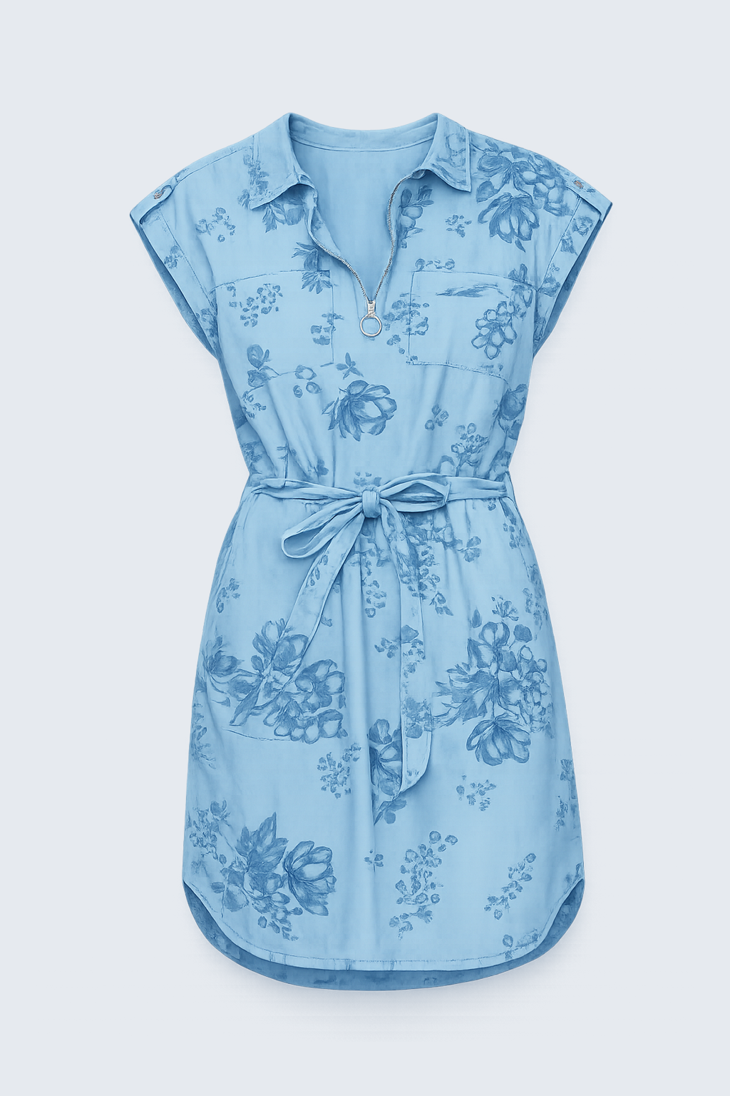 Belted floral cotton dress