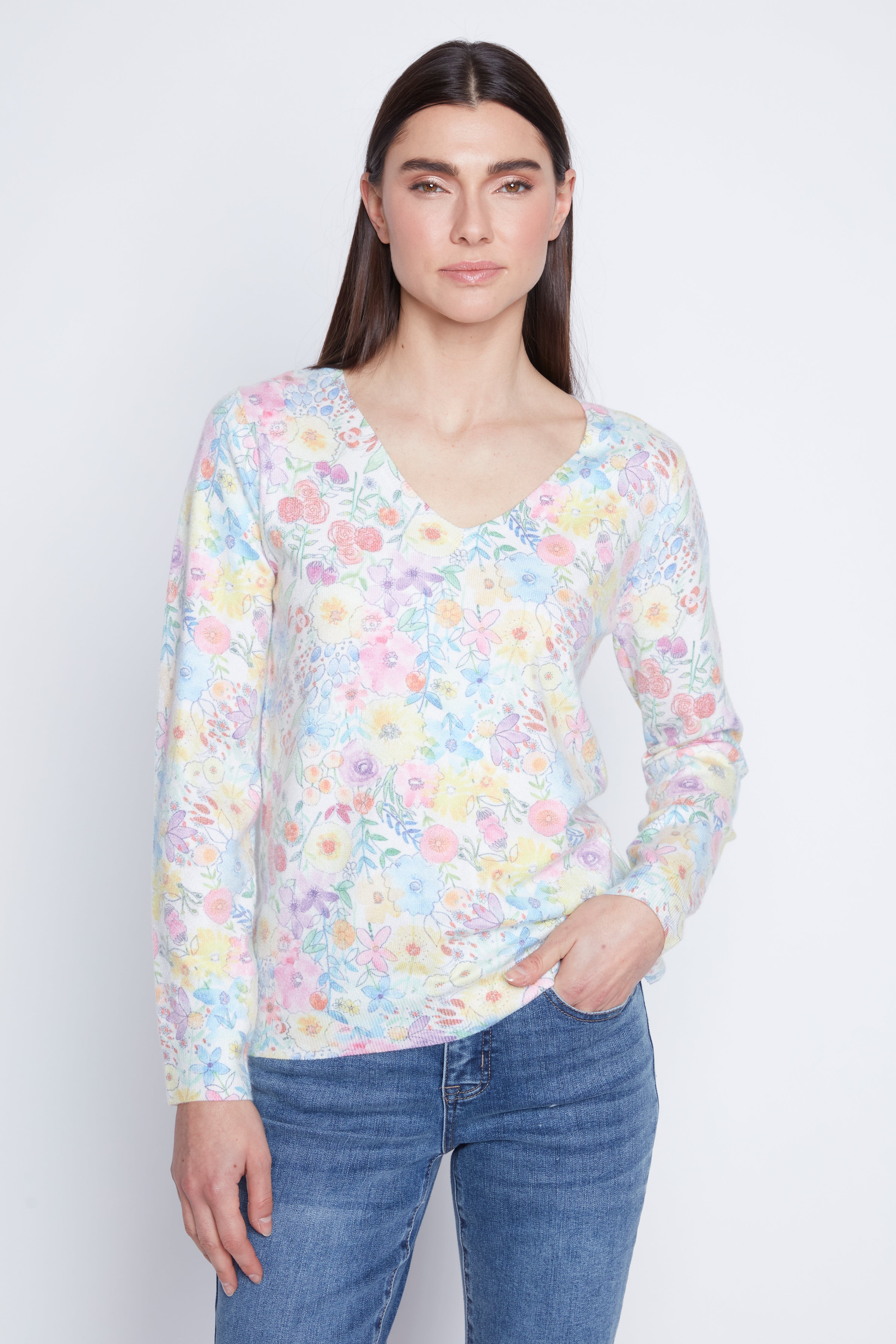 Spring flower design sweater