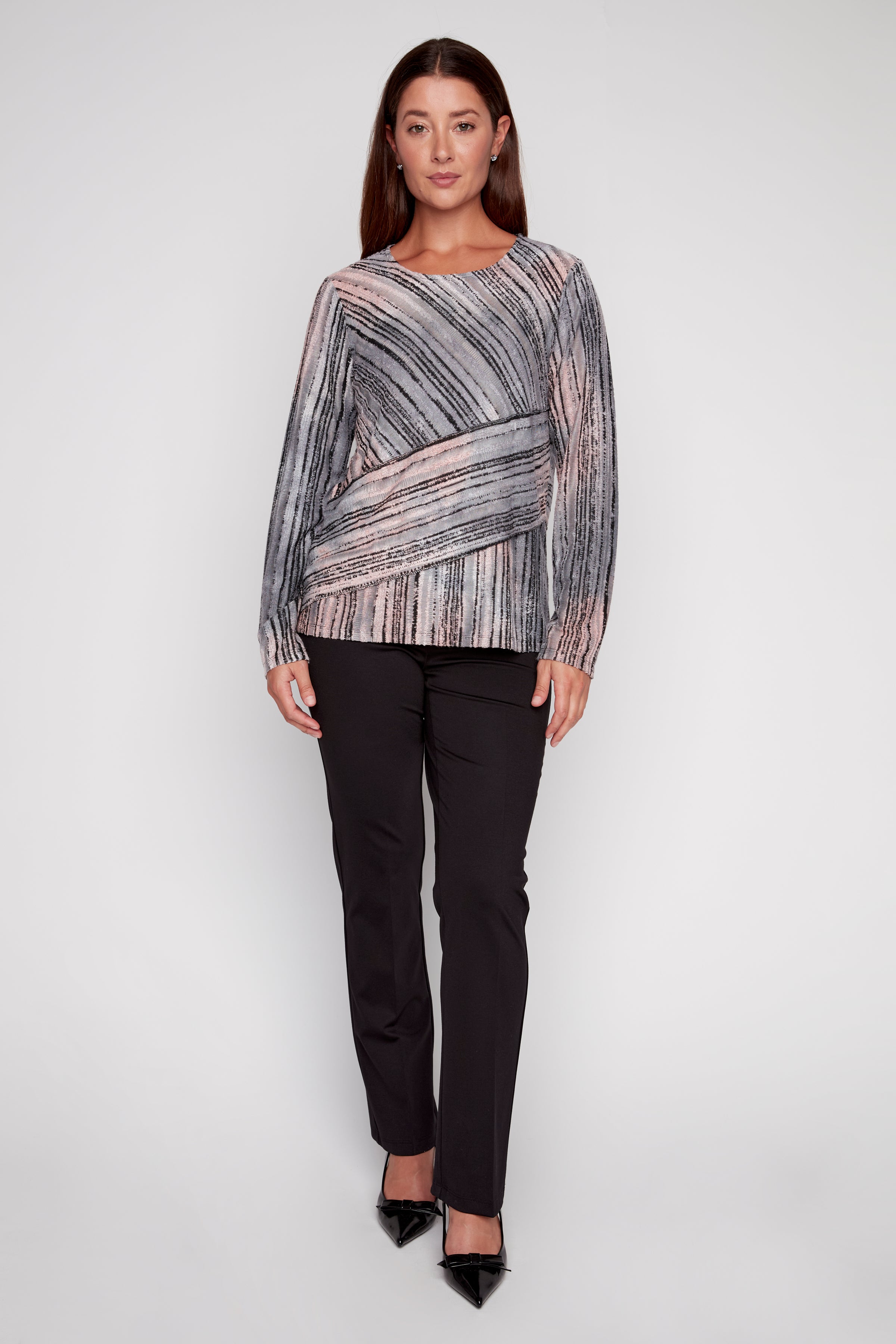 Degradee stripe knit top