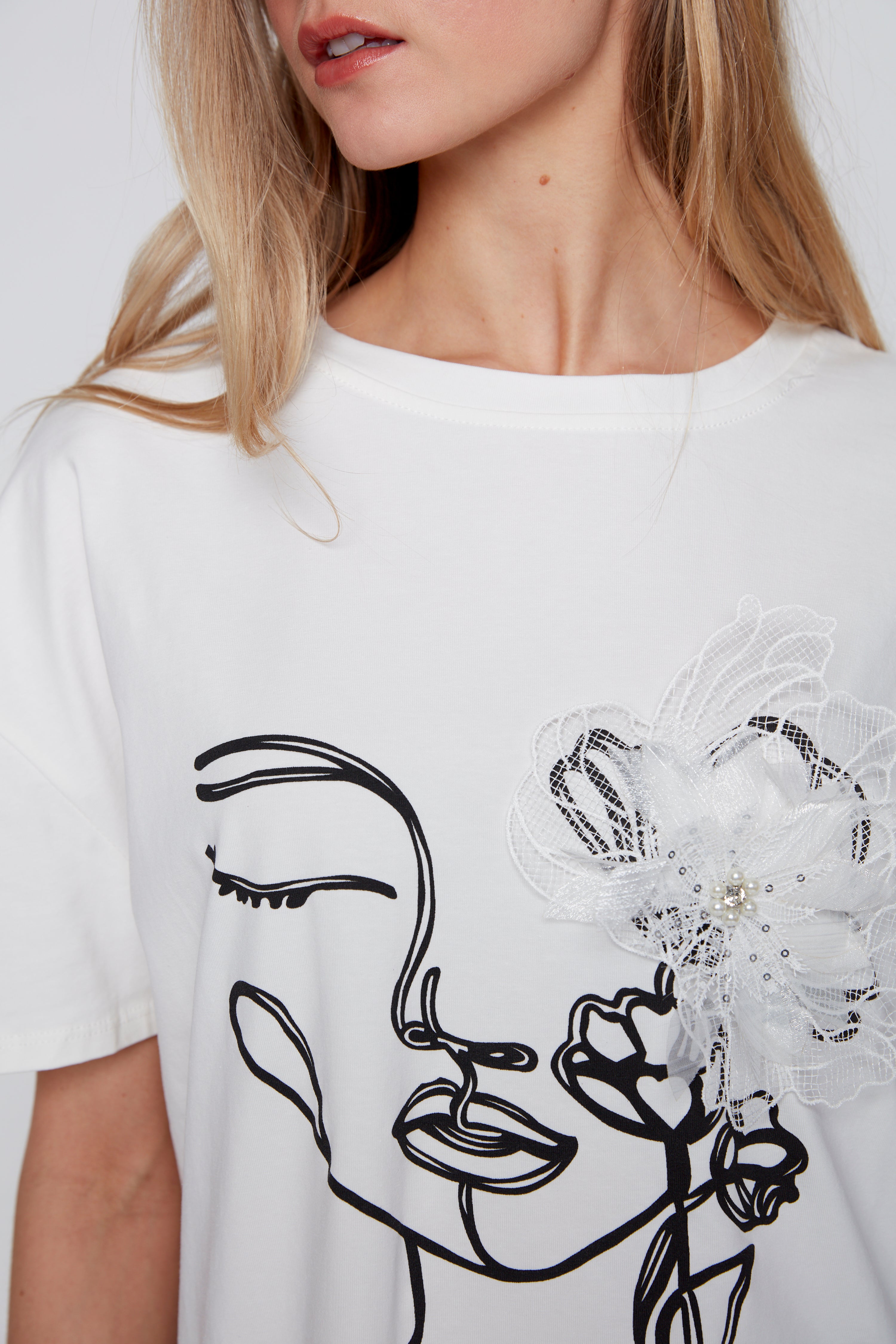 Portrait print cotton t-shirt