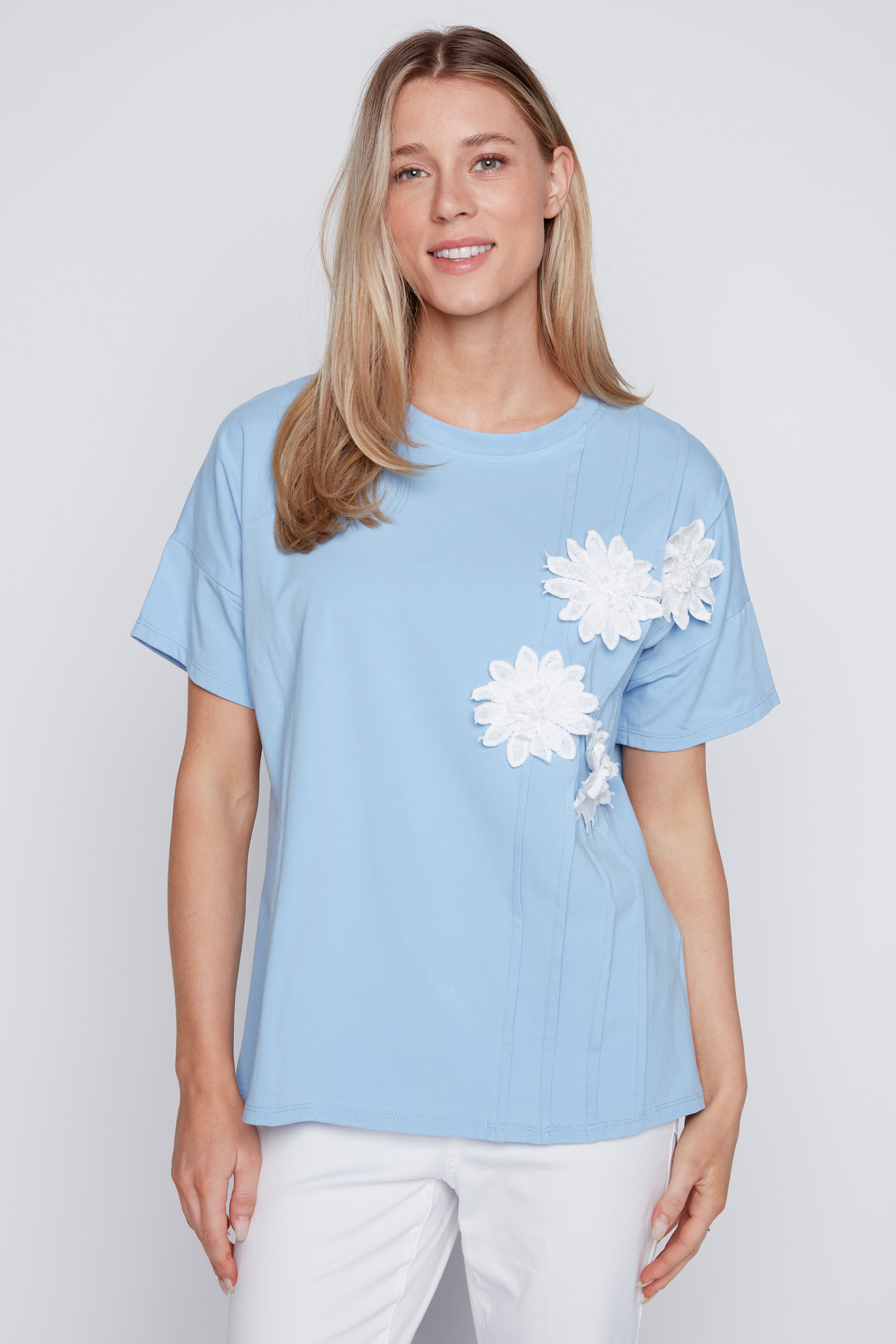 Crochet flowers t-shirt