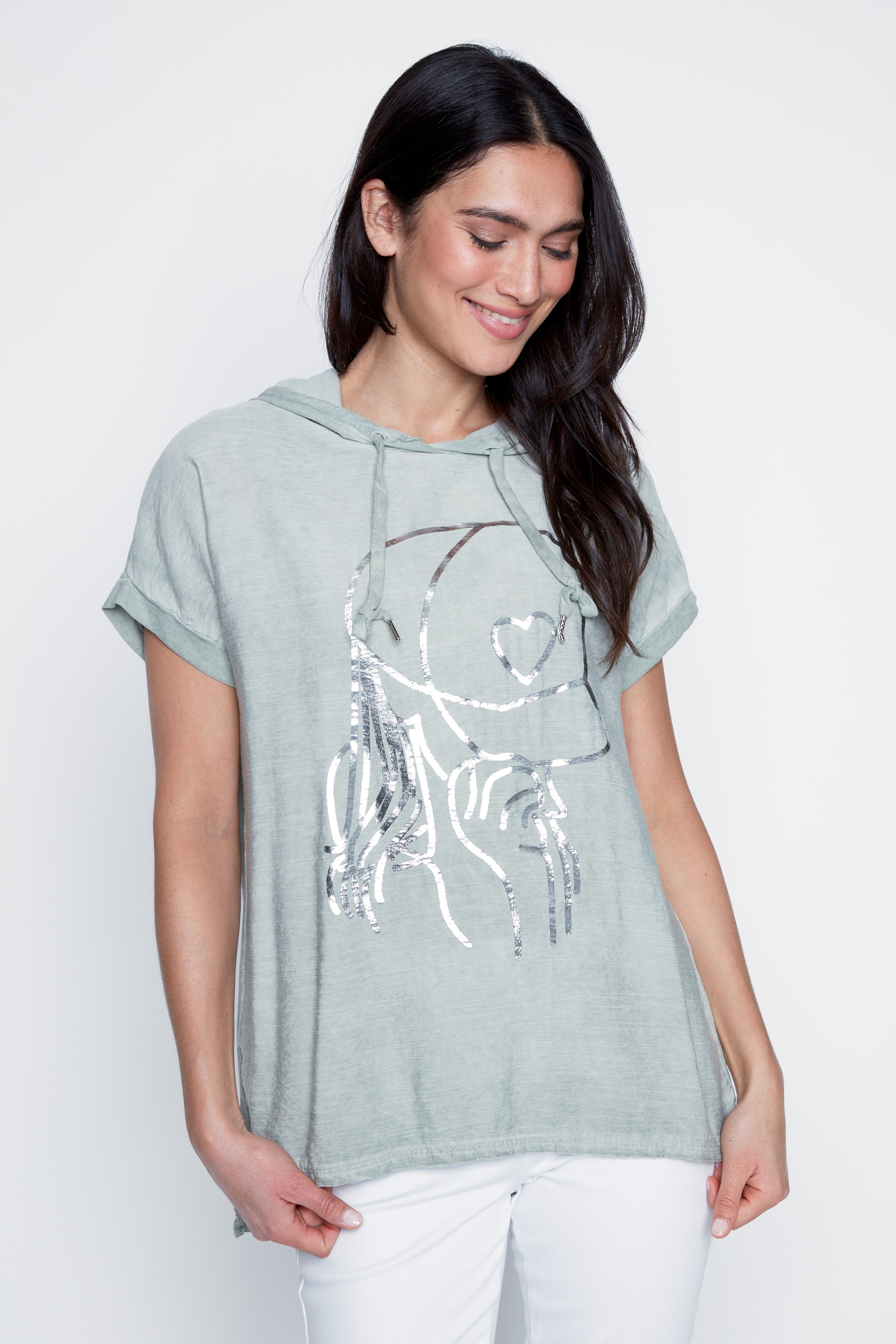 Foil face crinkle hoodie