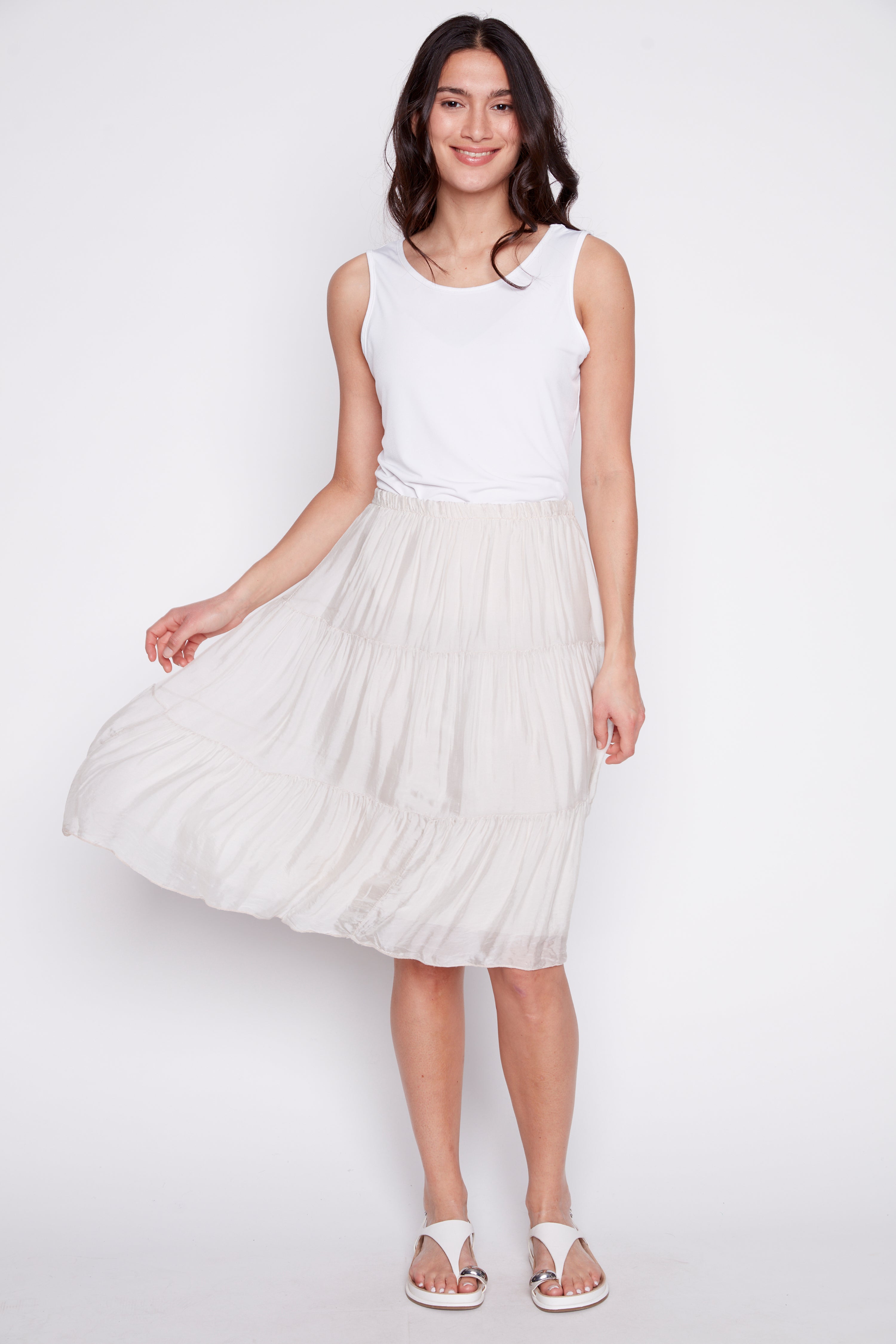 Tiered silk skirt