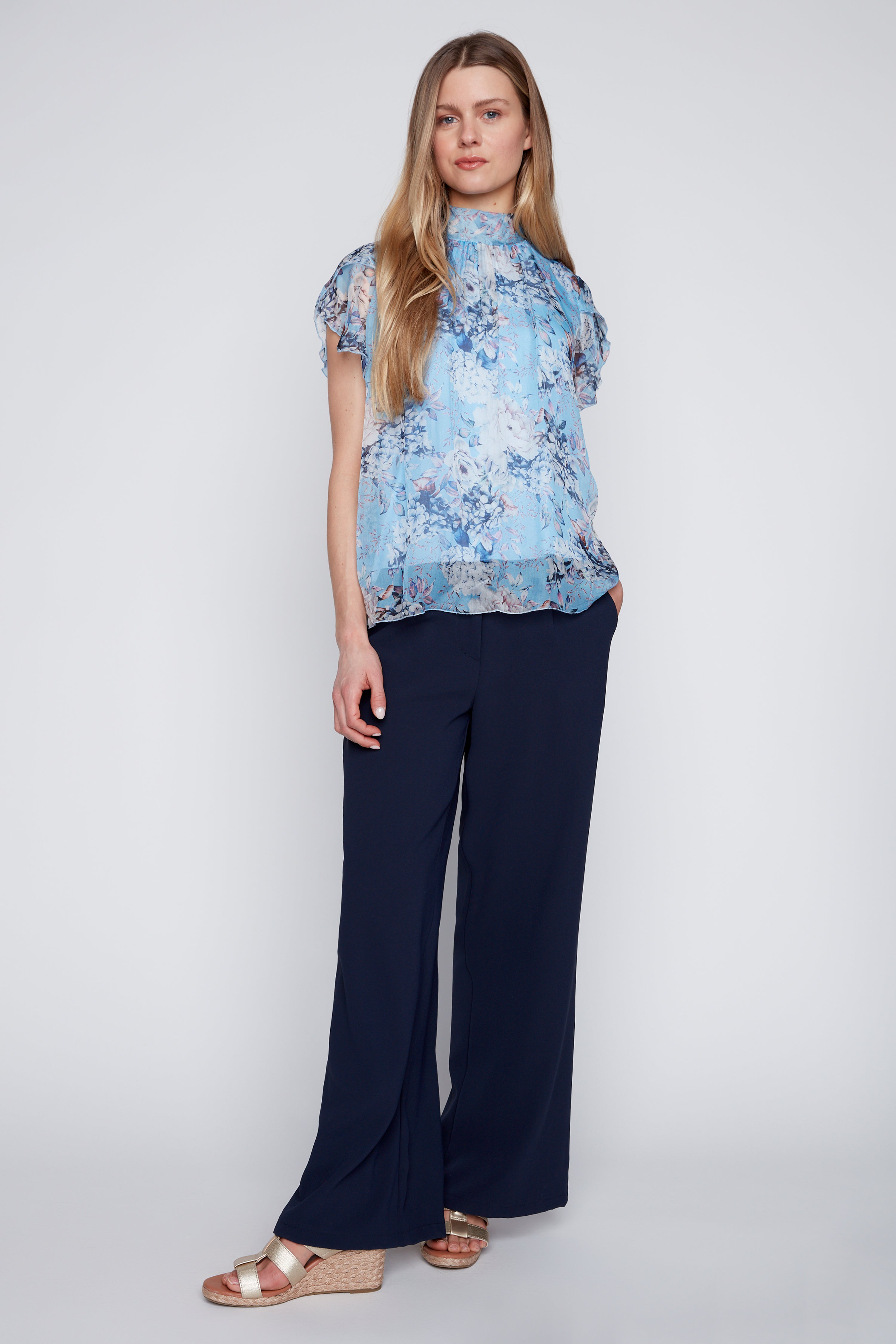 Floral print silk top